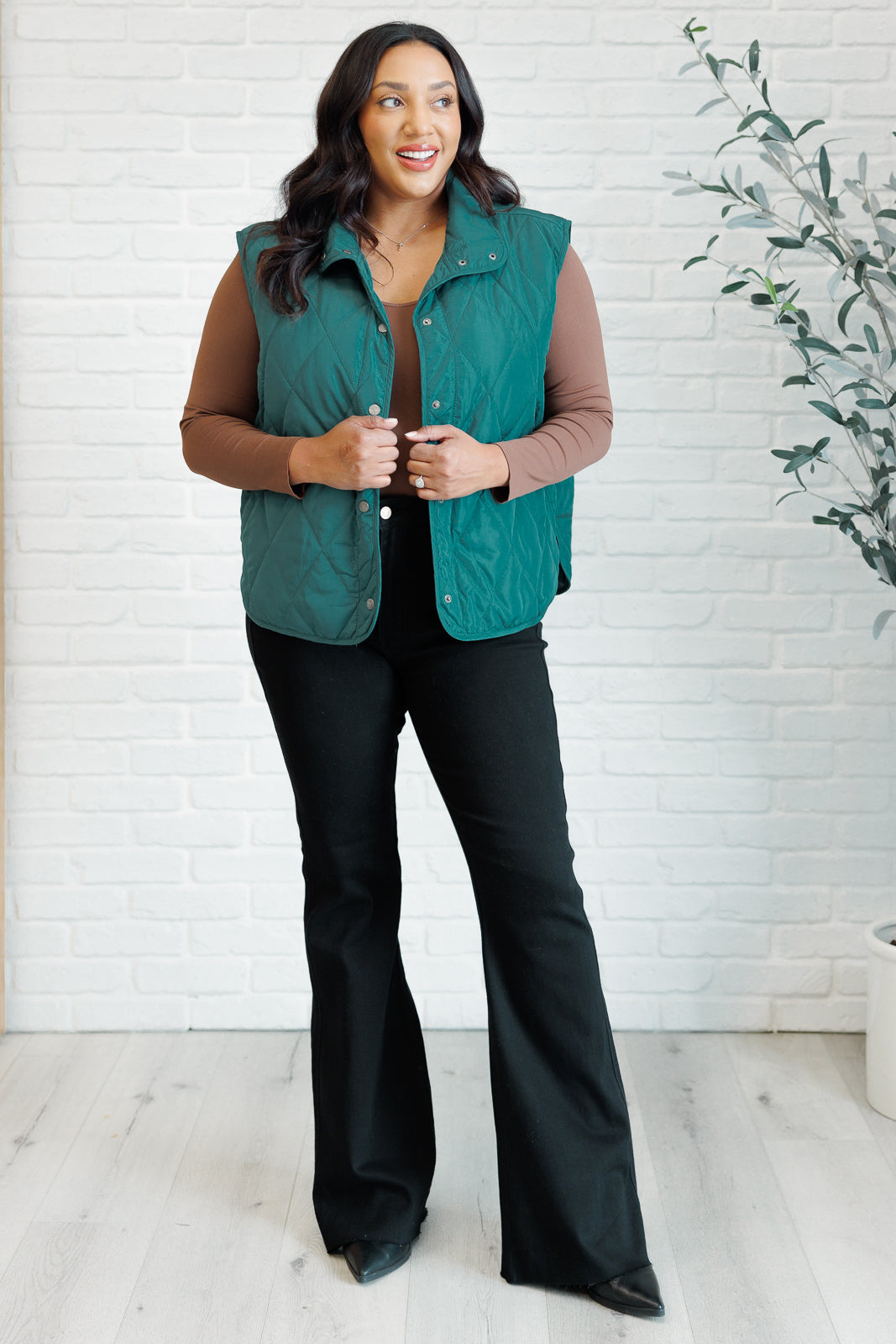 Quilted Puffer Vest in Evergreen Elegance