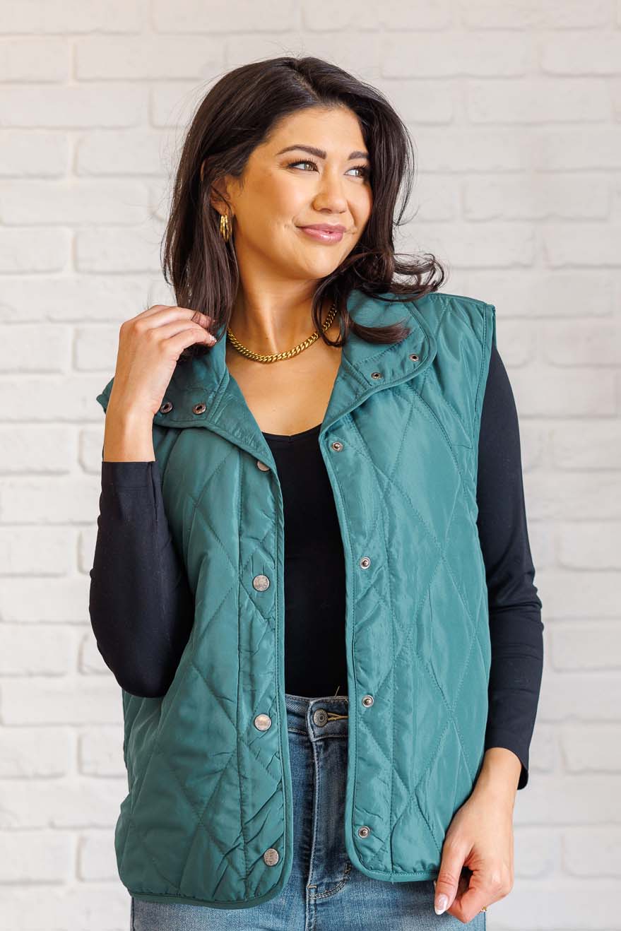 Quilted Puffer Vest in Evergreen Elegance