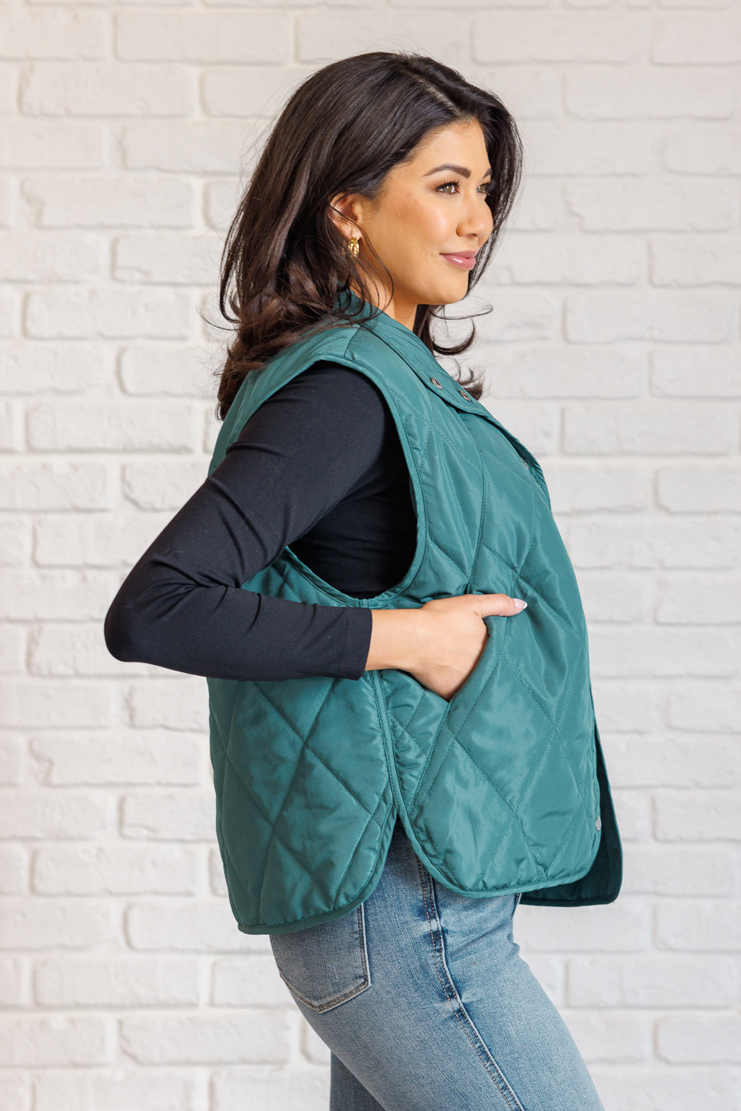 Quilted Puffer Vest in Evergreen Elegance