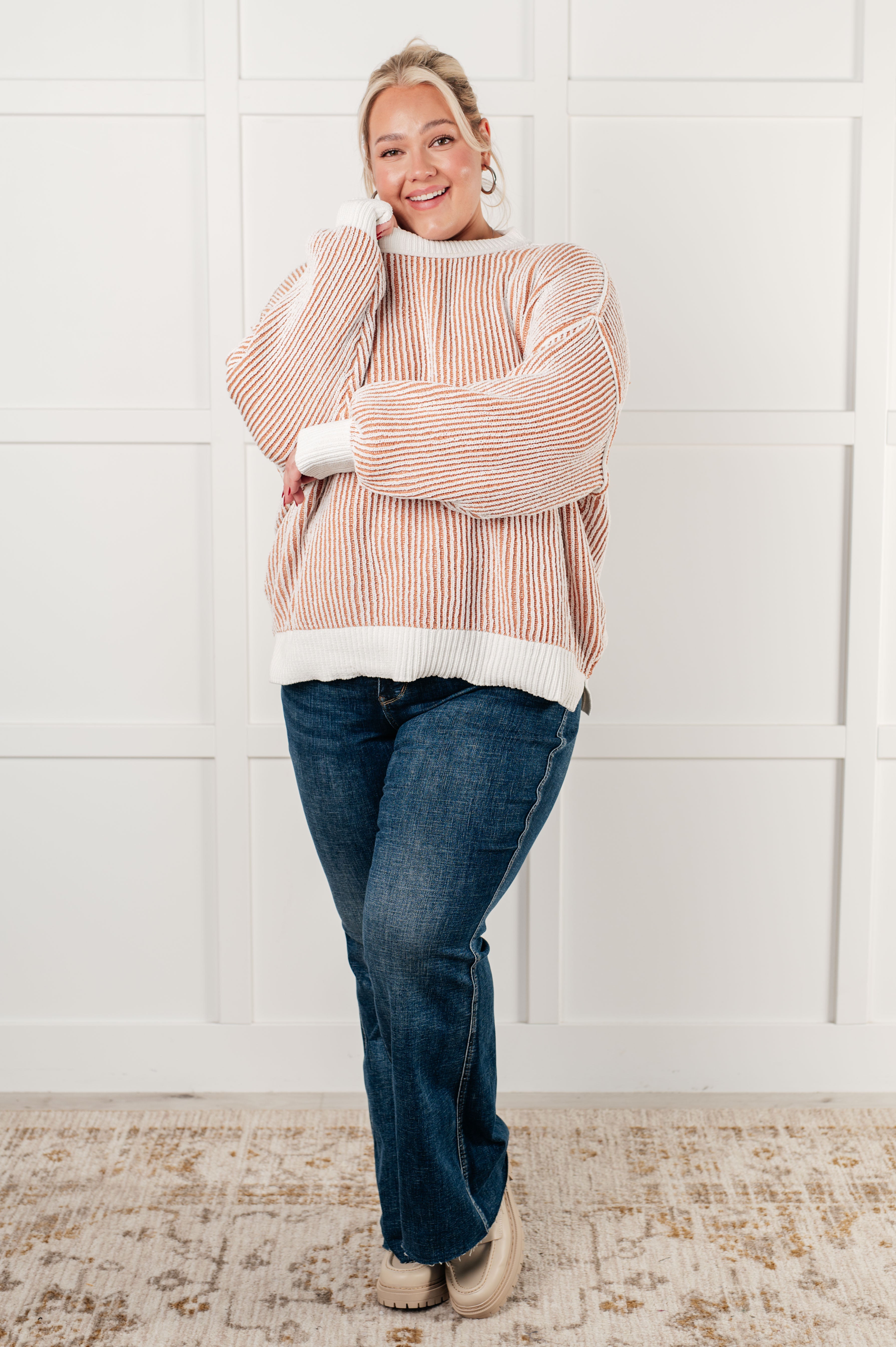 Carefree Contrast Trim Sweater