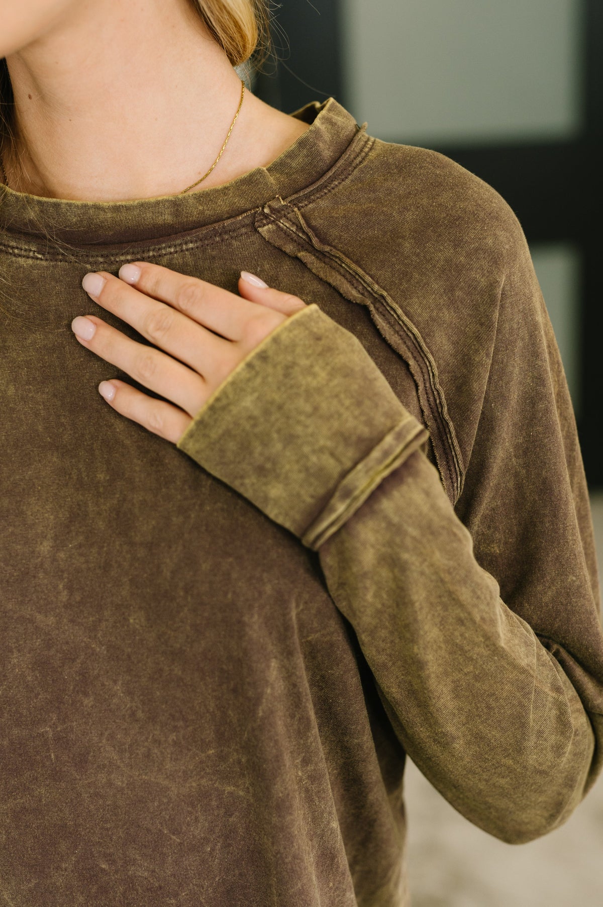 Fall Vibes Mineral Wash Cotton Raglan Sleeve Top