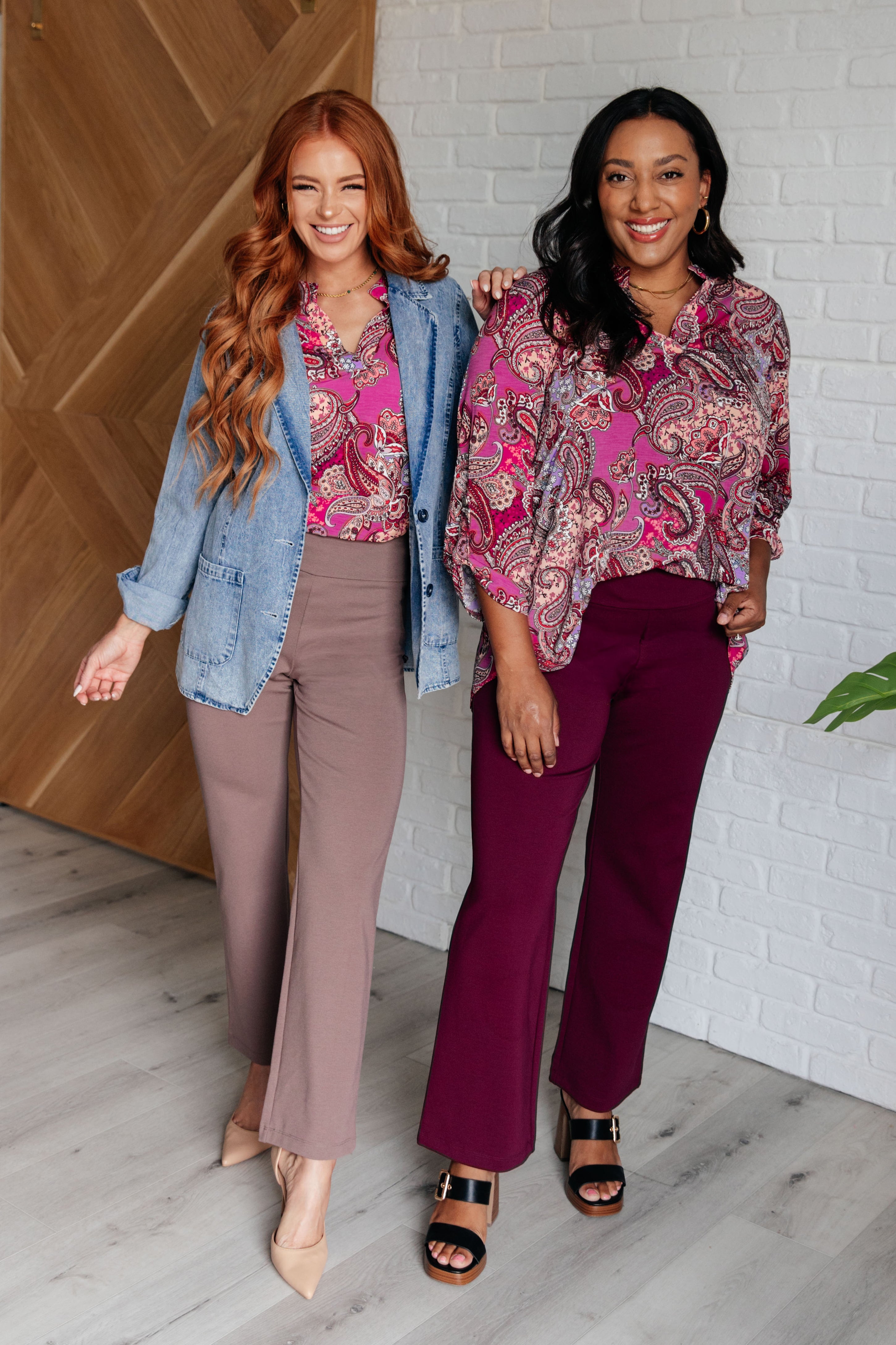 Dear Scarlett Lizzy Top in Wine Paisley