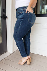 Judy Blue Lydia Mid Rise Vintage Raw Hem Skinny Jeans