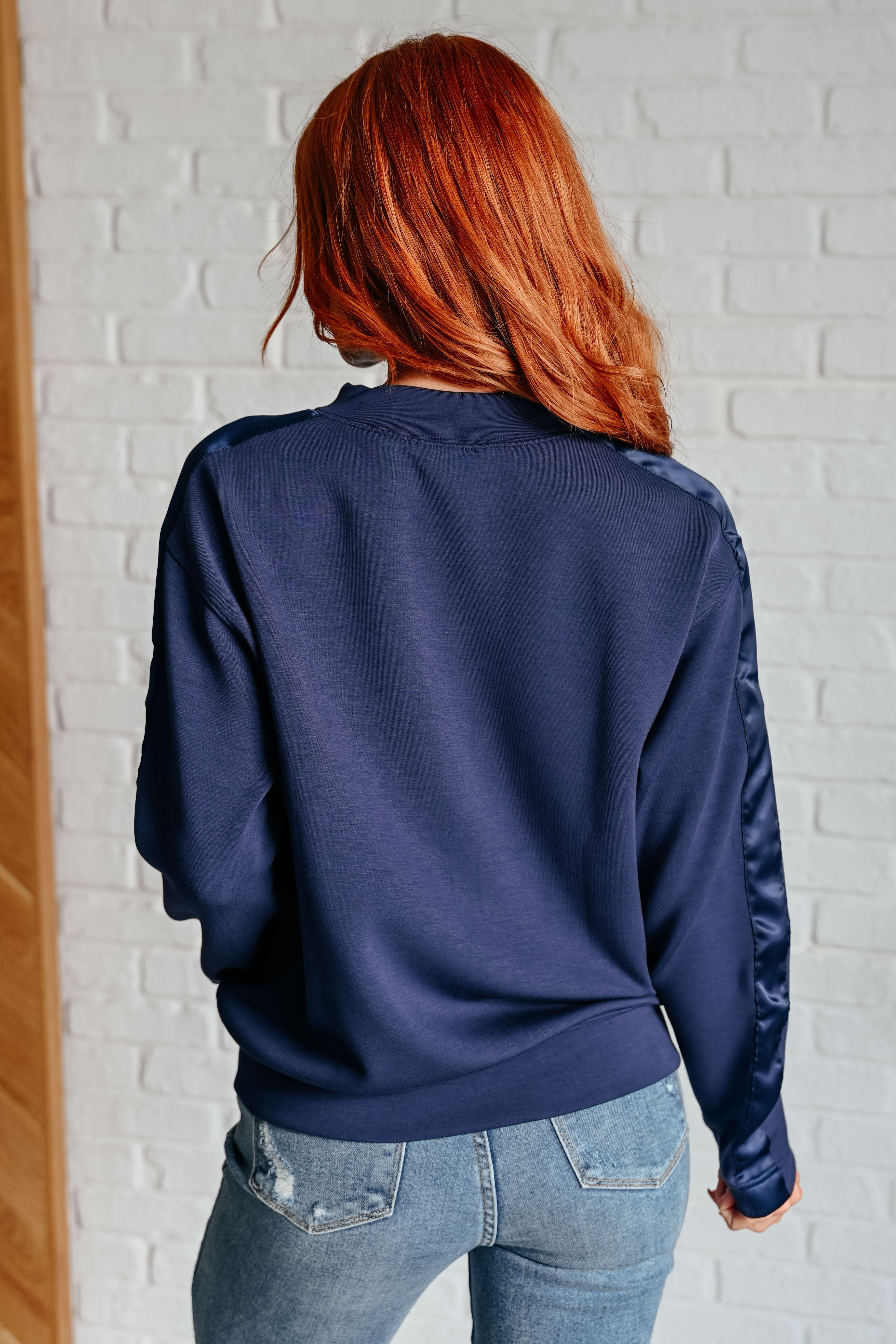 Nantucket Navy Lysa Satin Stripe Pullover