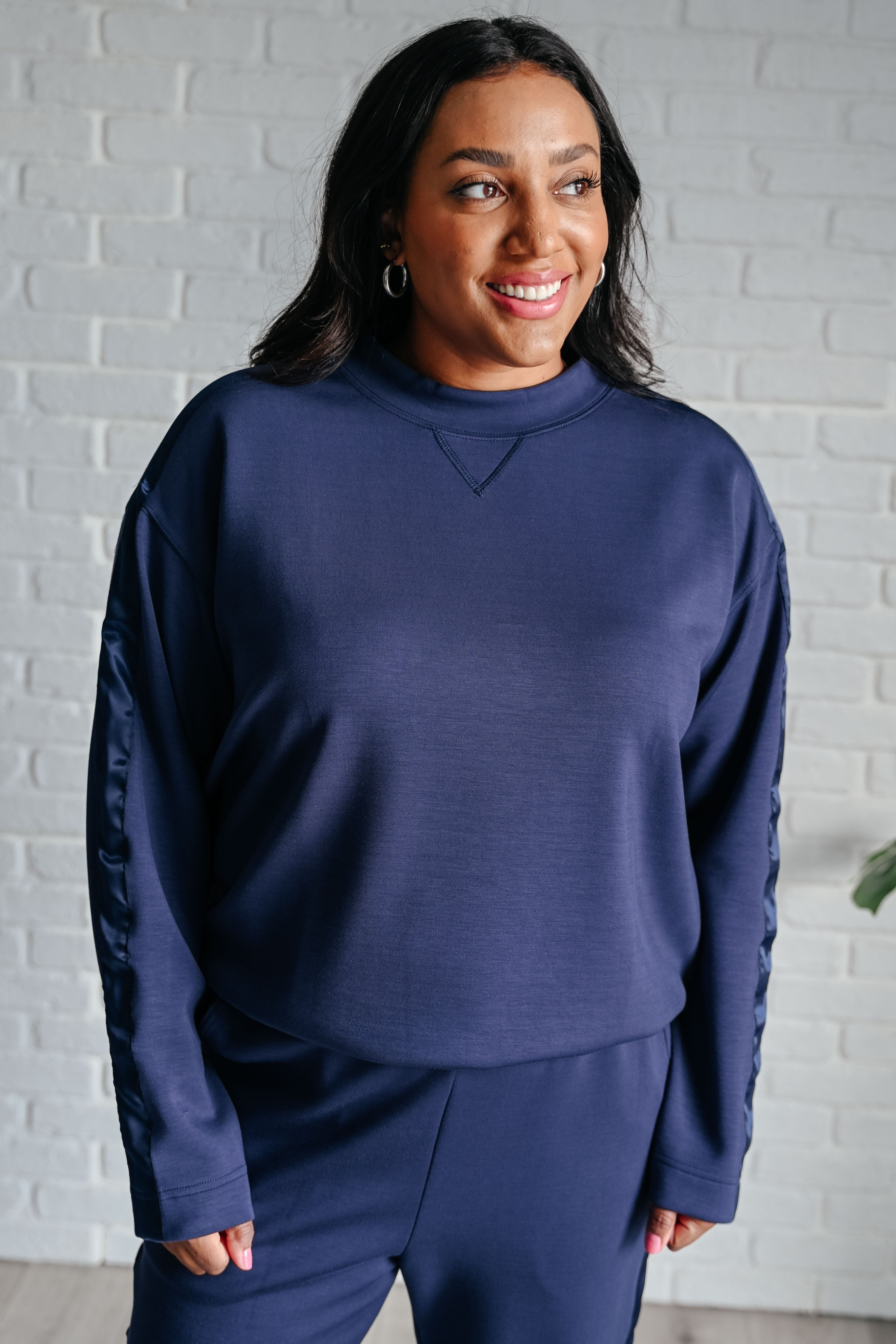 Nantucket Navy Lysa Satin Stripe Pullover