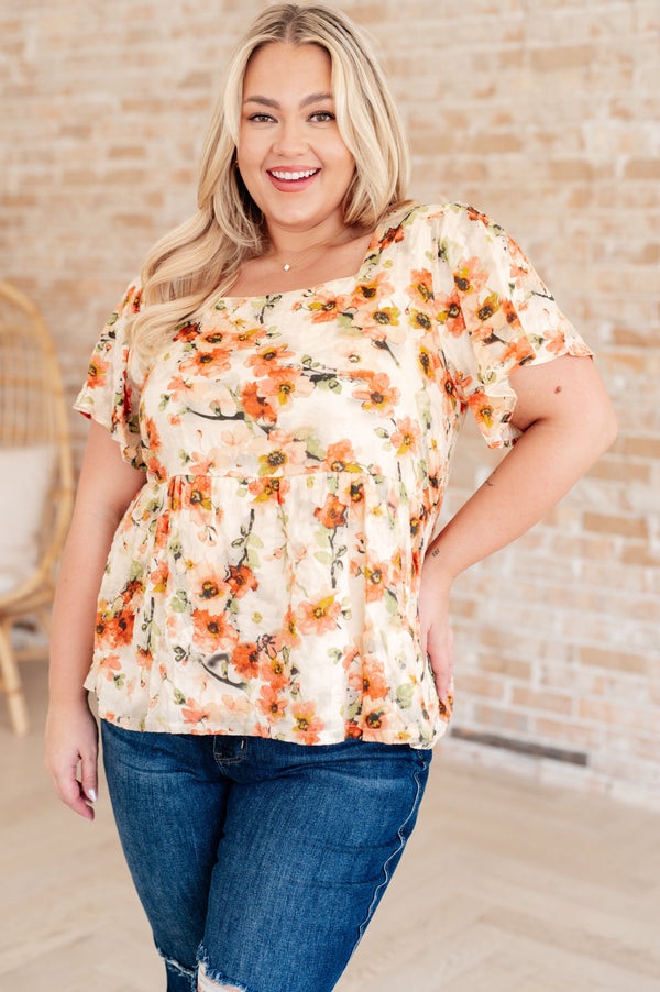 Fields Of Gold Square Neck Floral Blouse