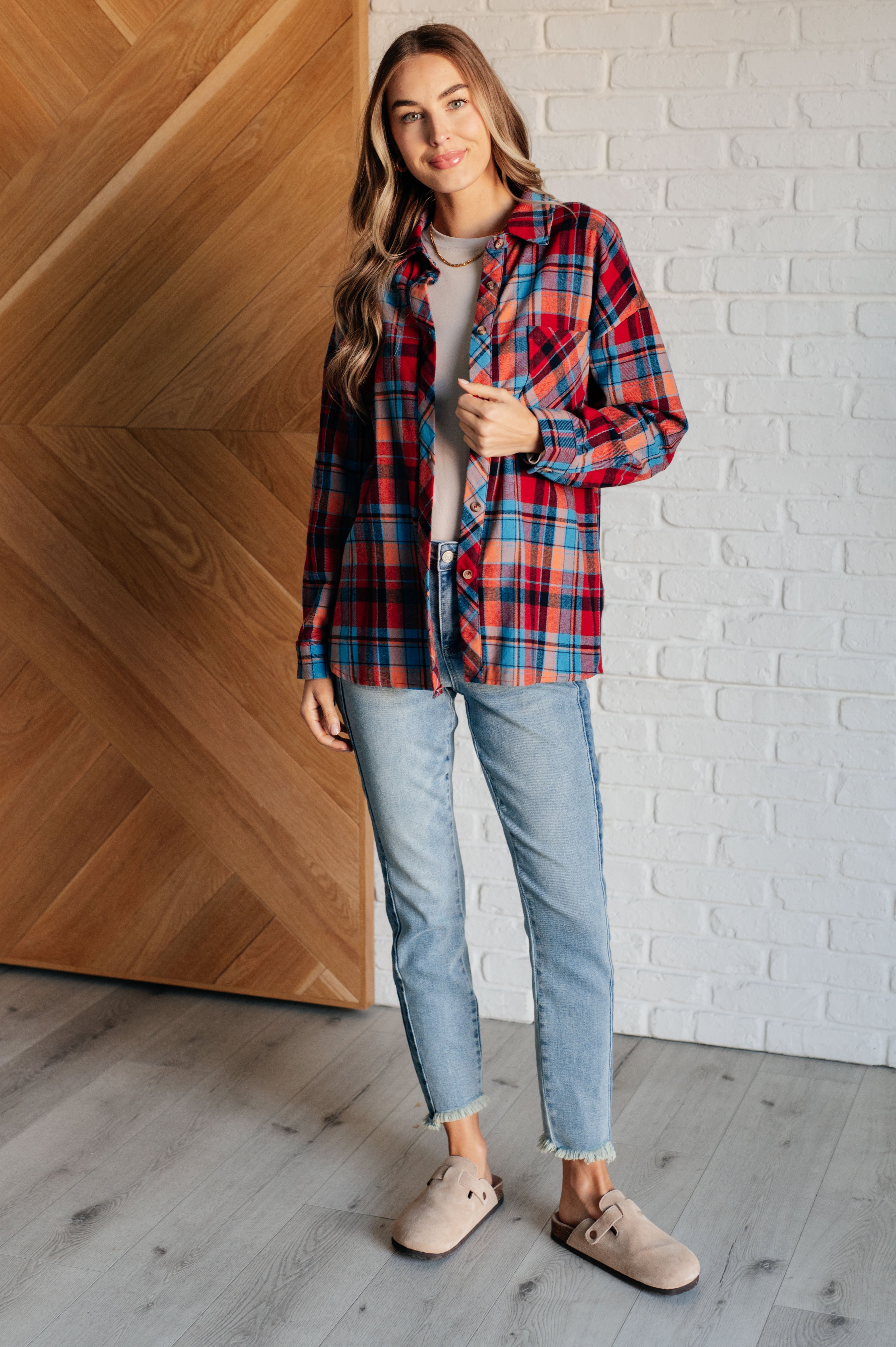 Flannel Plaid Button Up in Autumn