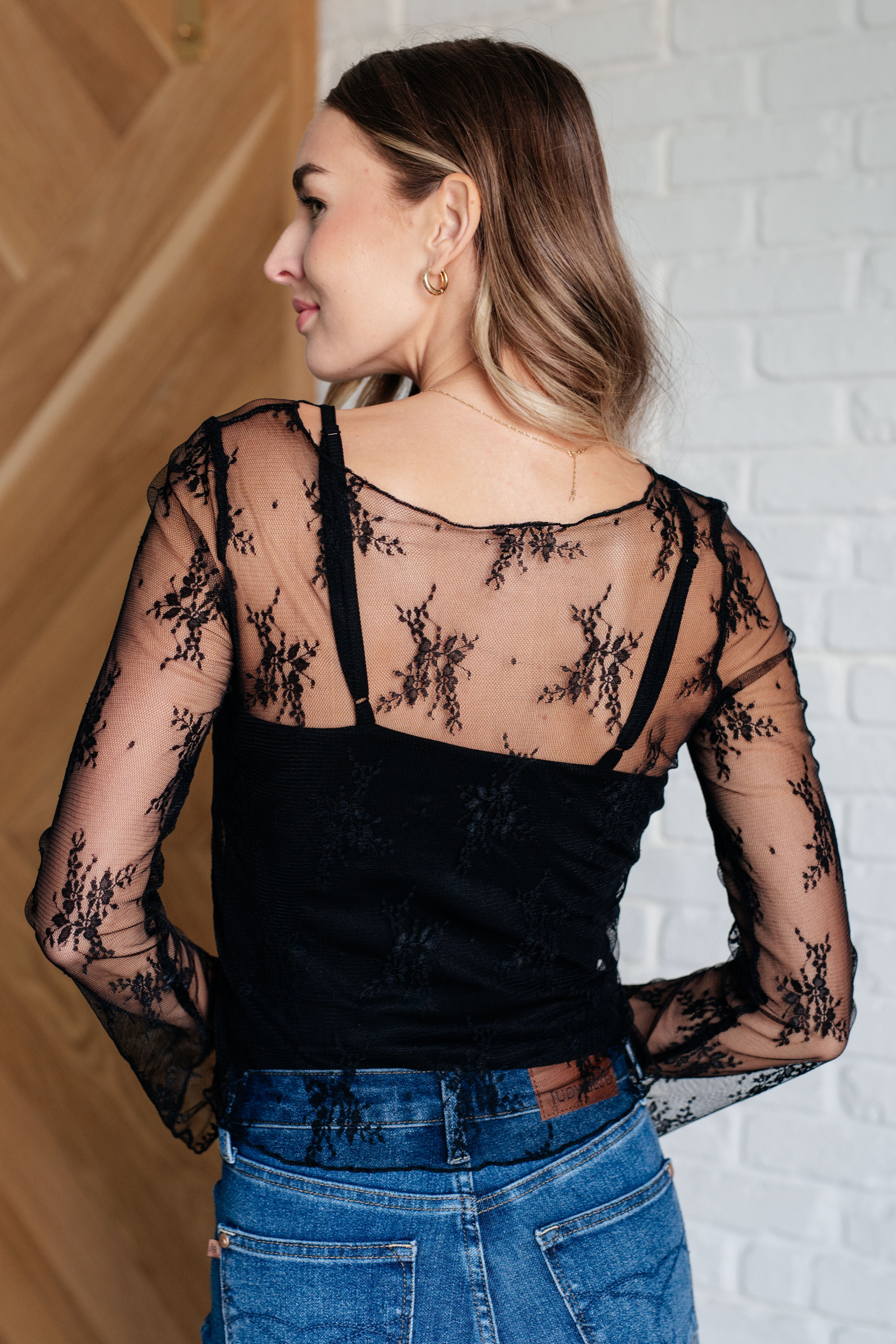 Lace Layering Top in Black