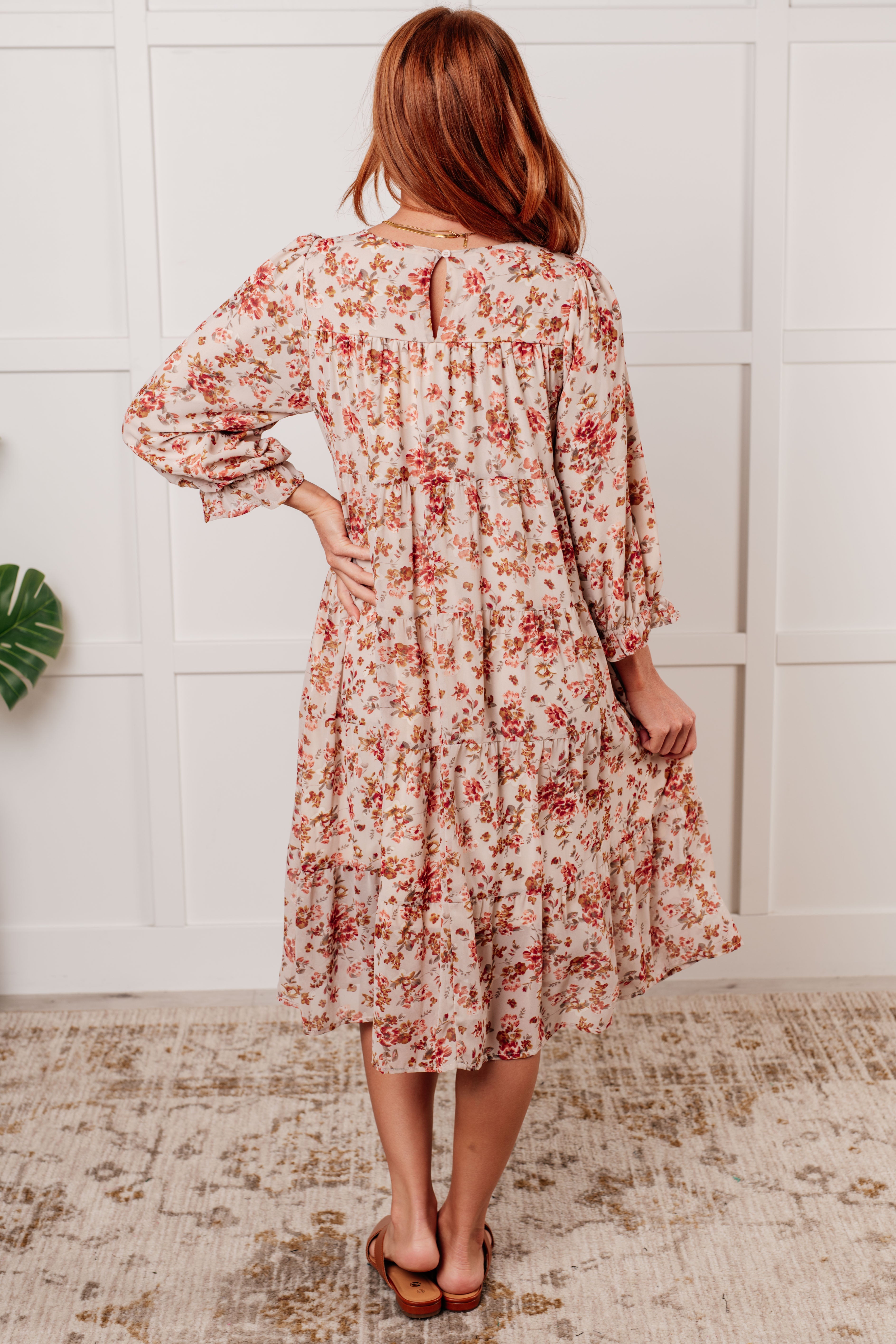 Chiffon Balloon Sleeve Floral Dress