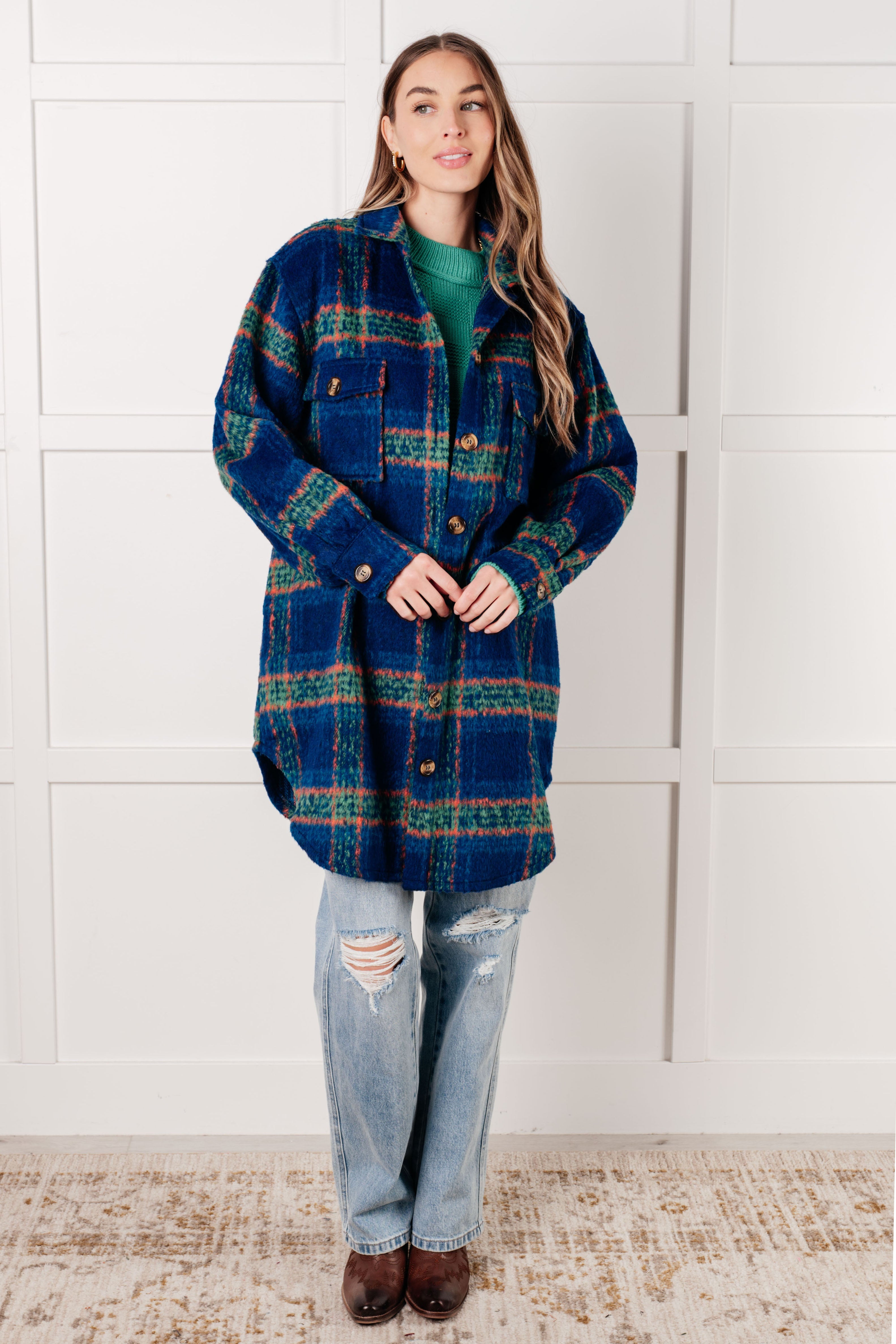 Oversized Layering Plaid Coat