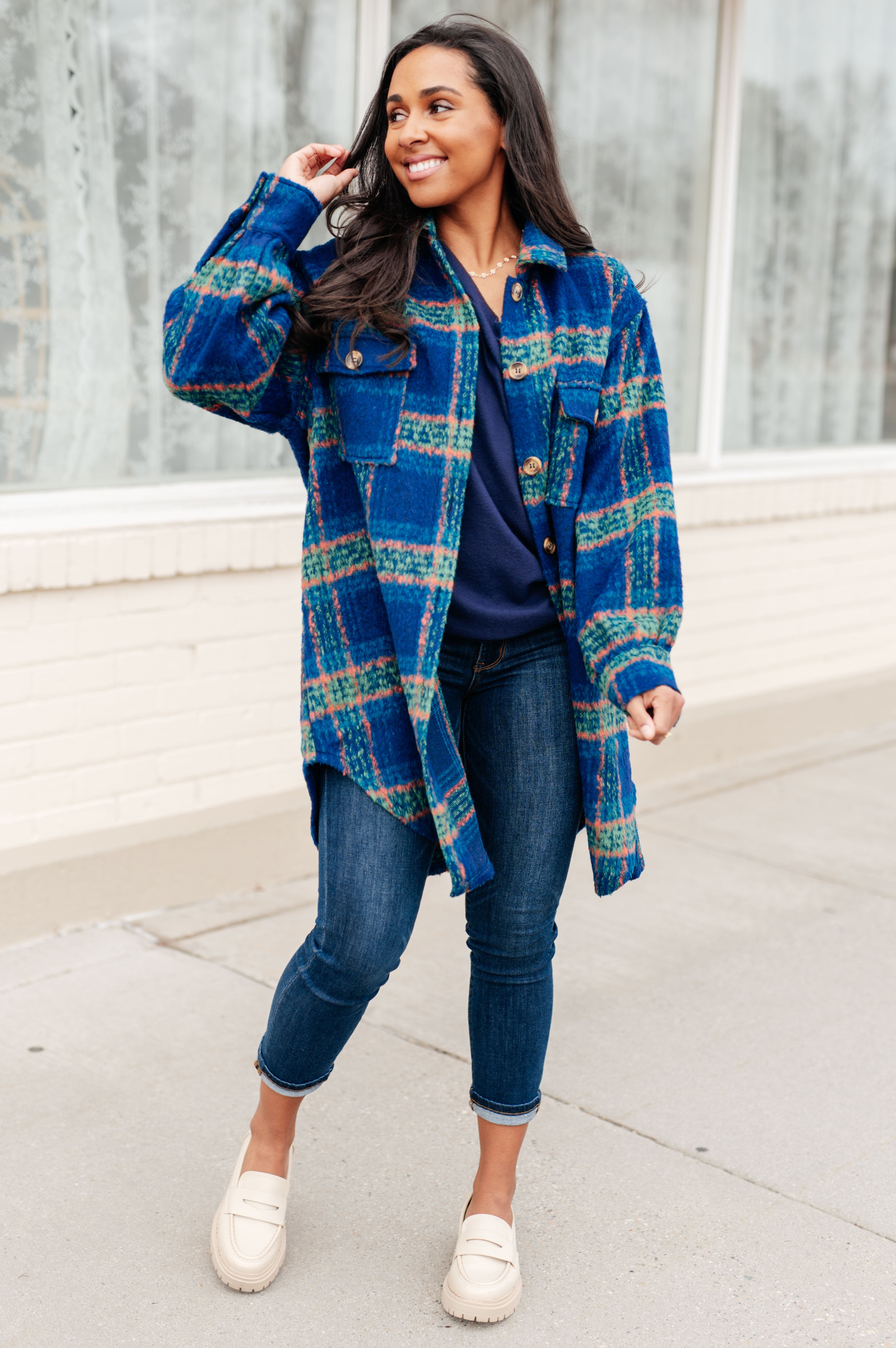 Oversized Layering Plaid Coat