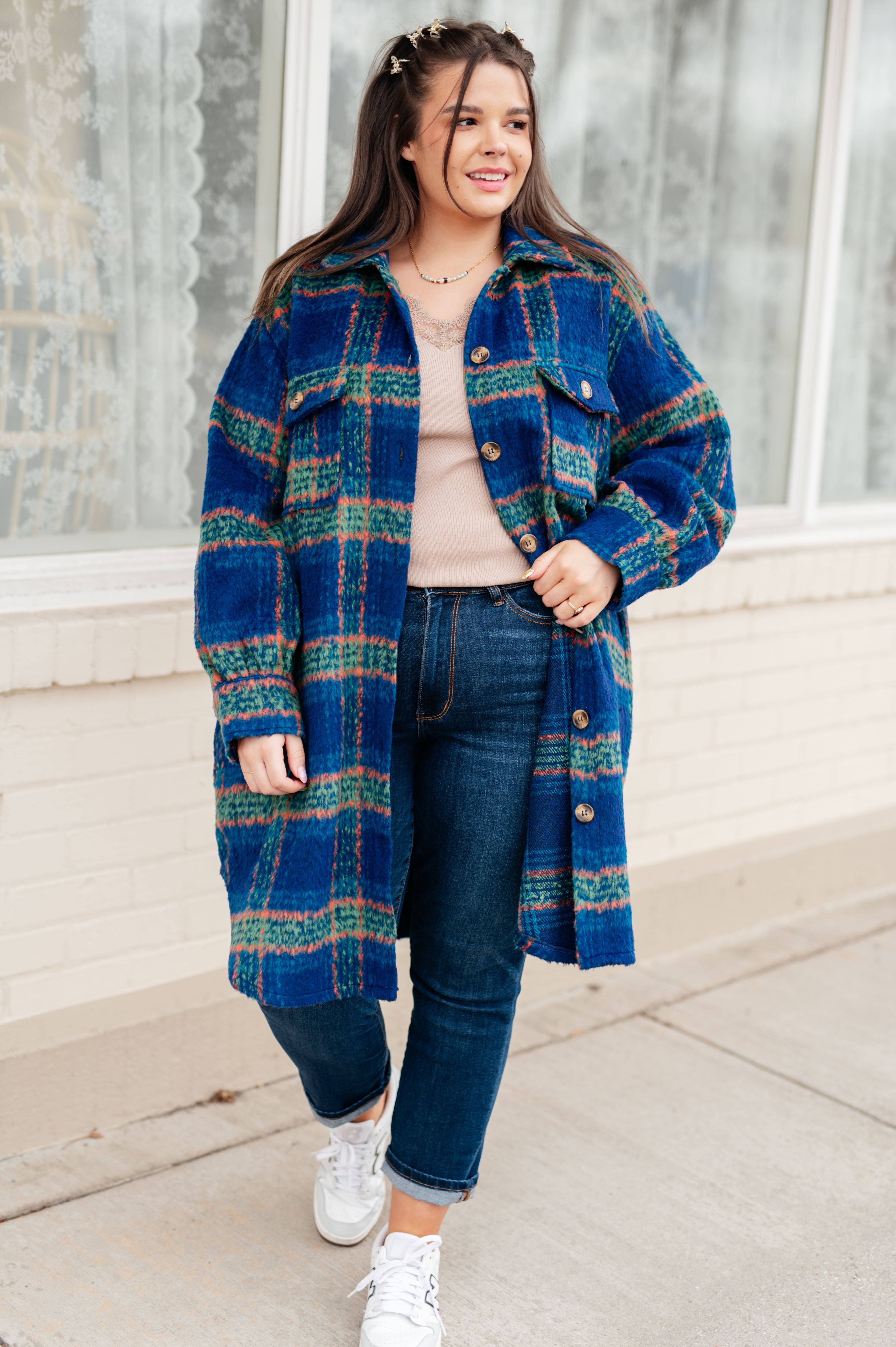 Oversized Layering Plaid Coat