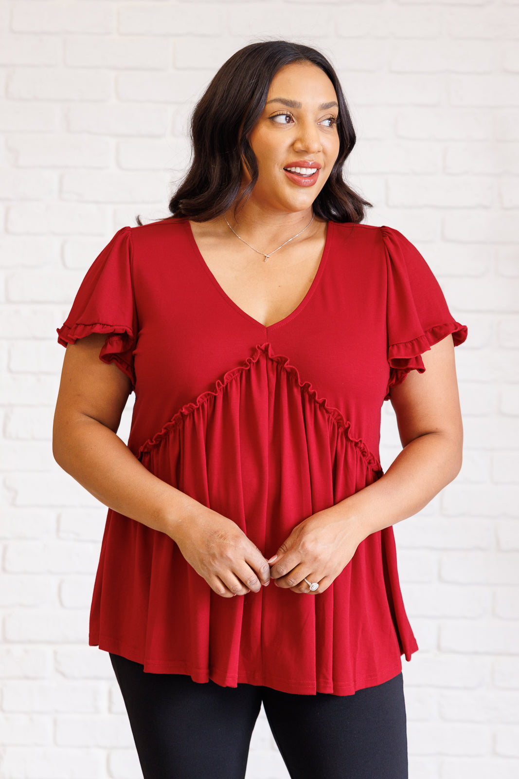 Ruffle Jewel Babydoll Top