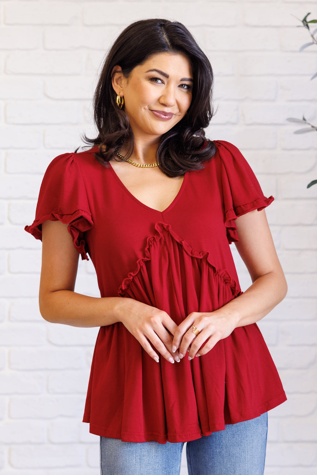 Ruffle Jewel Babydoll Top