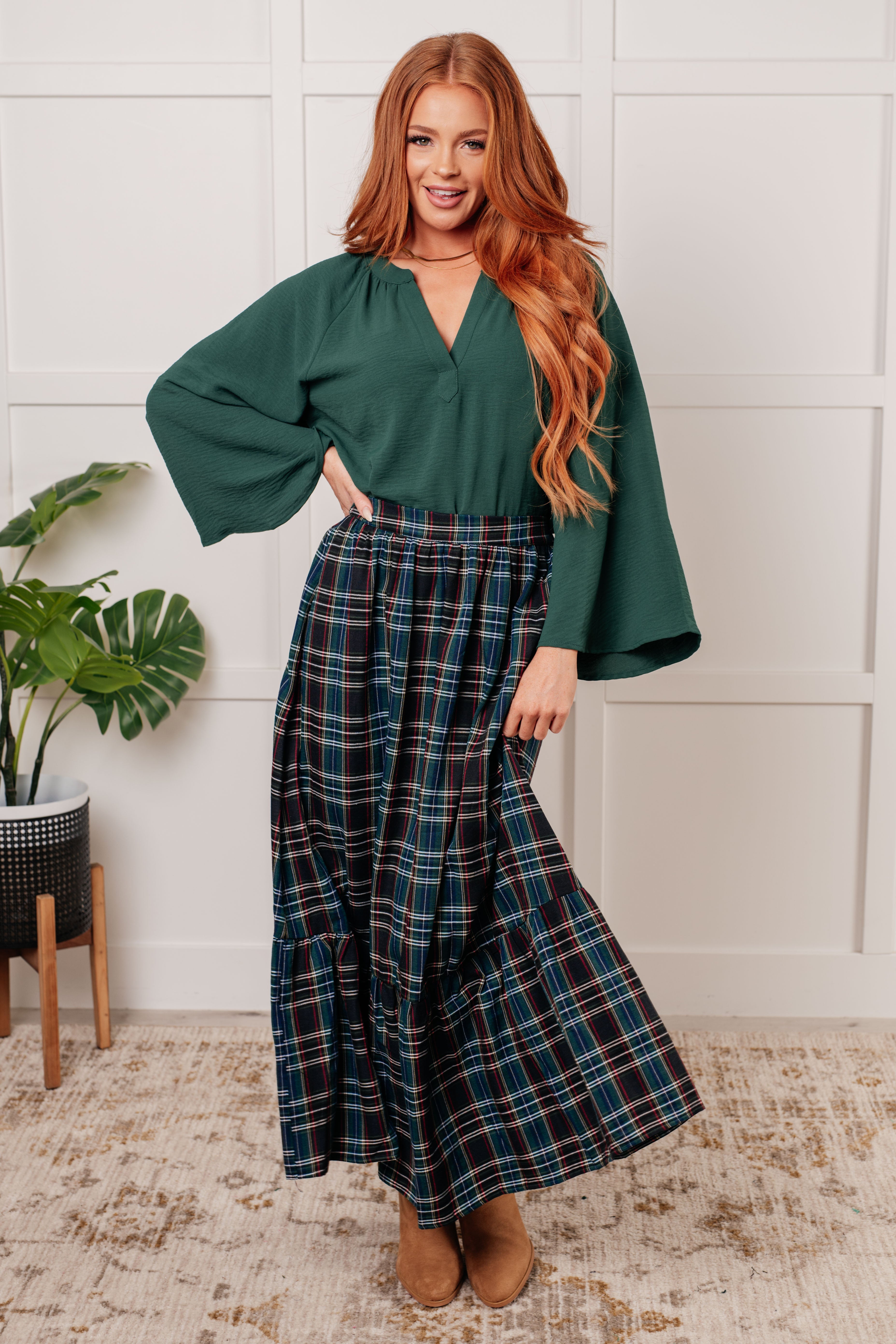 Holiday Plaid Maxi Skirt