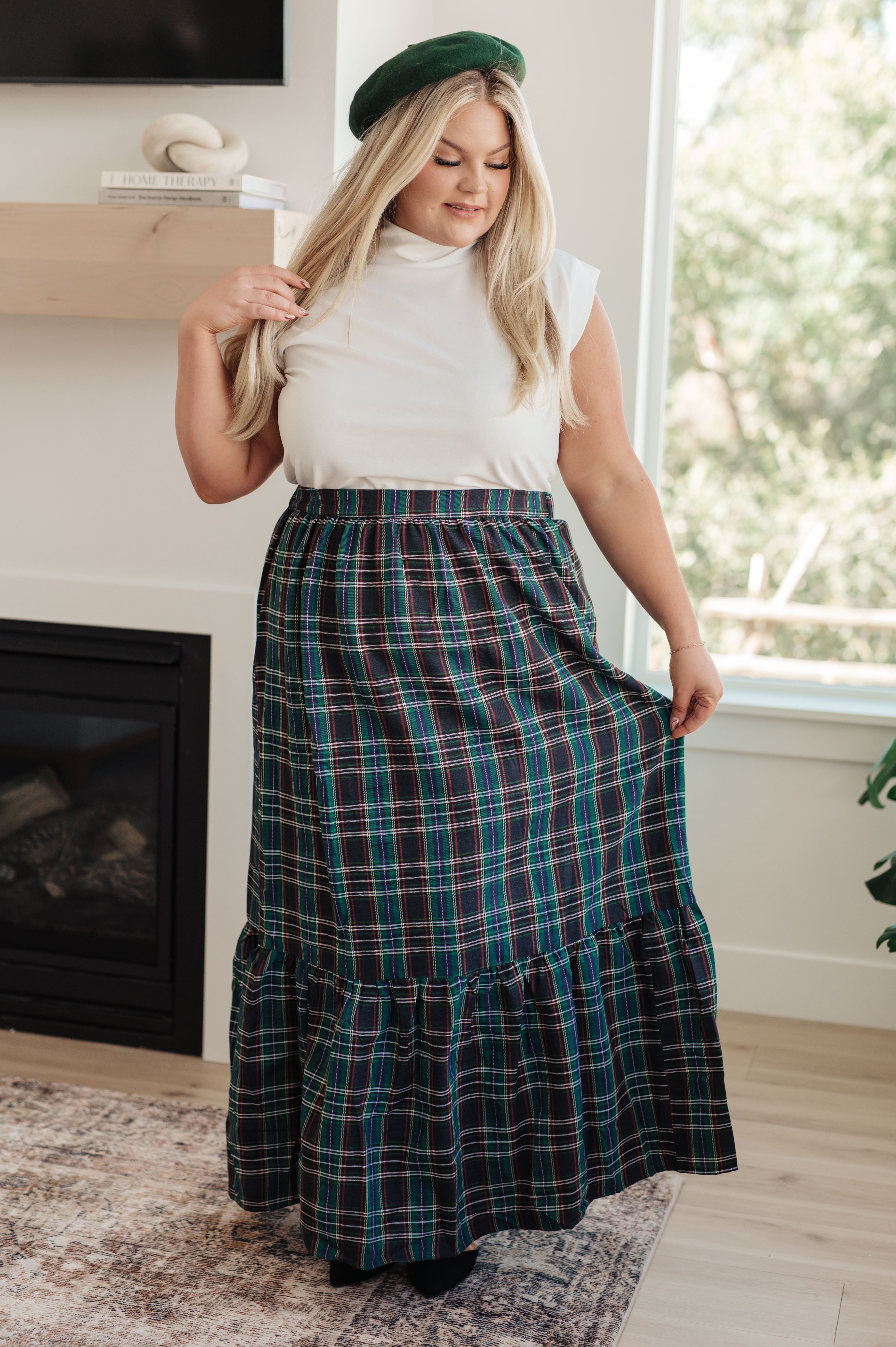 Holiday Plaid Maxi Skirt