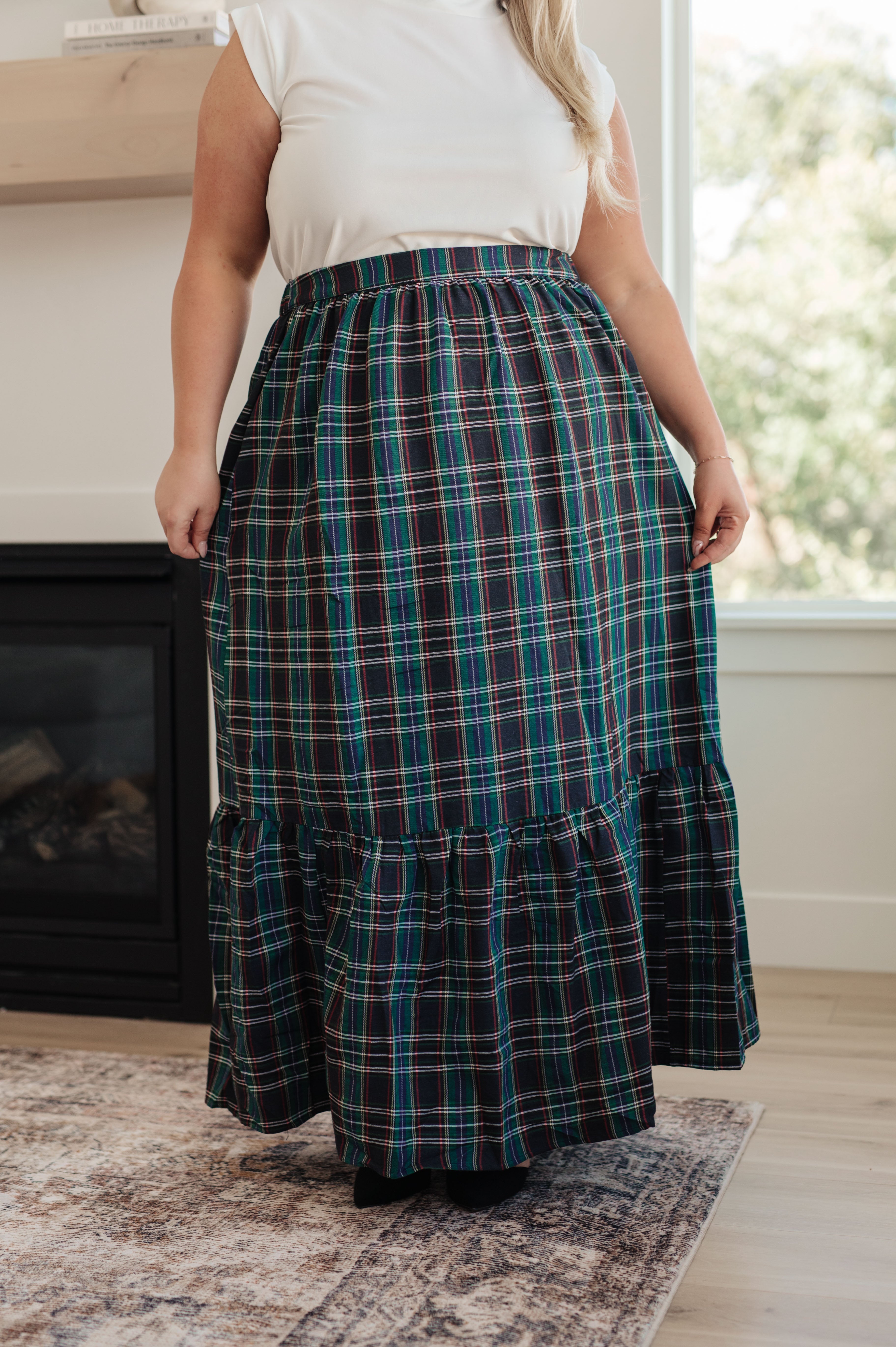 Holiday Plaid Maxi Skirt