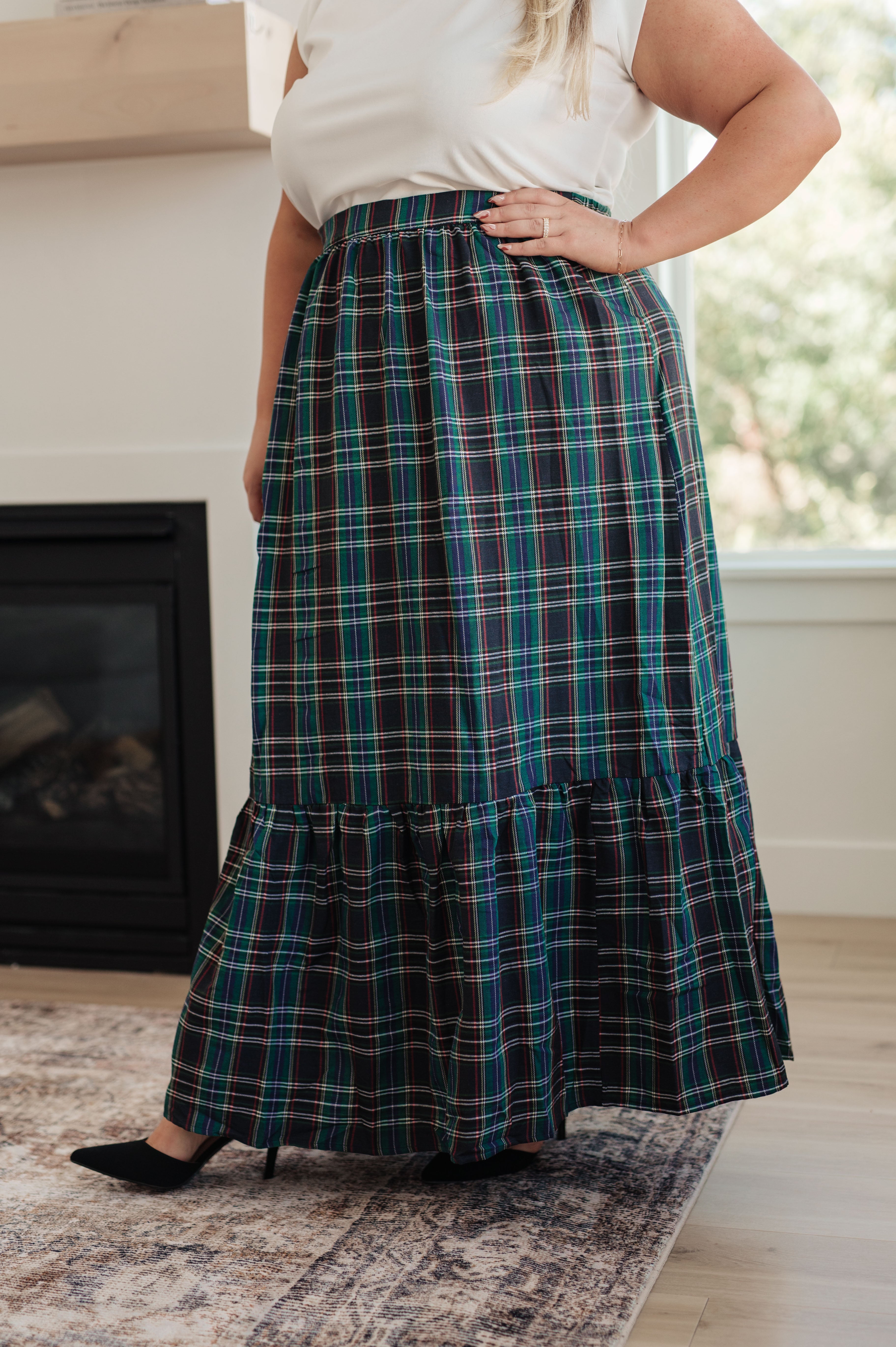 Holiday Plaid Maxi Skirt