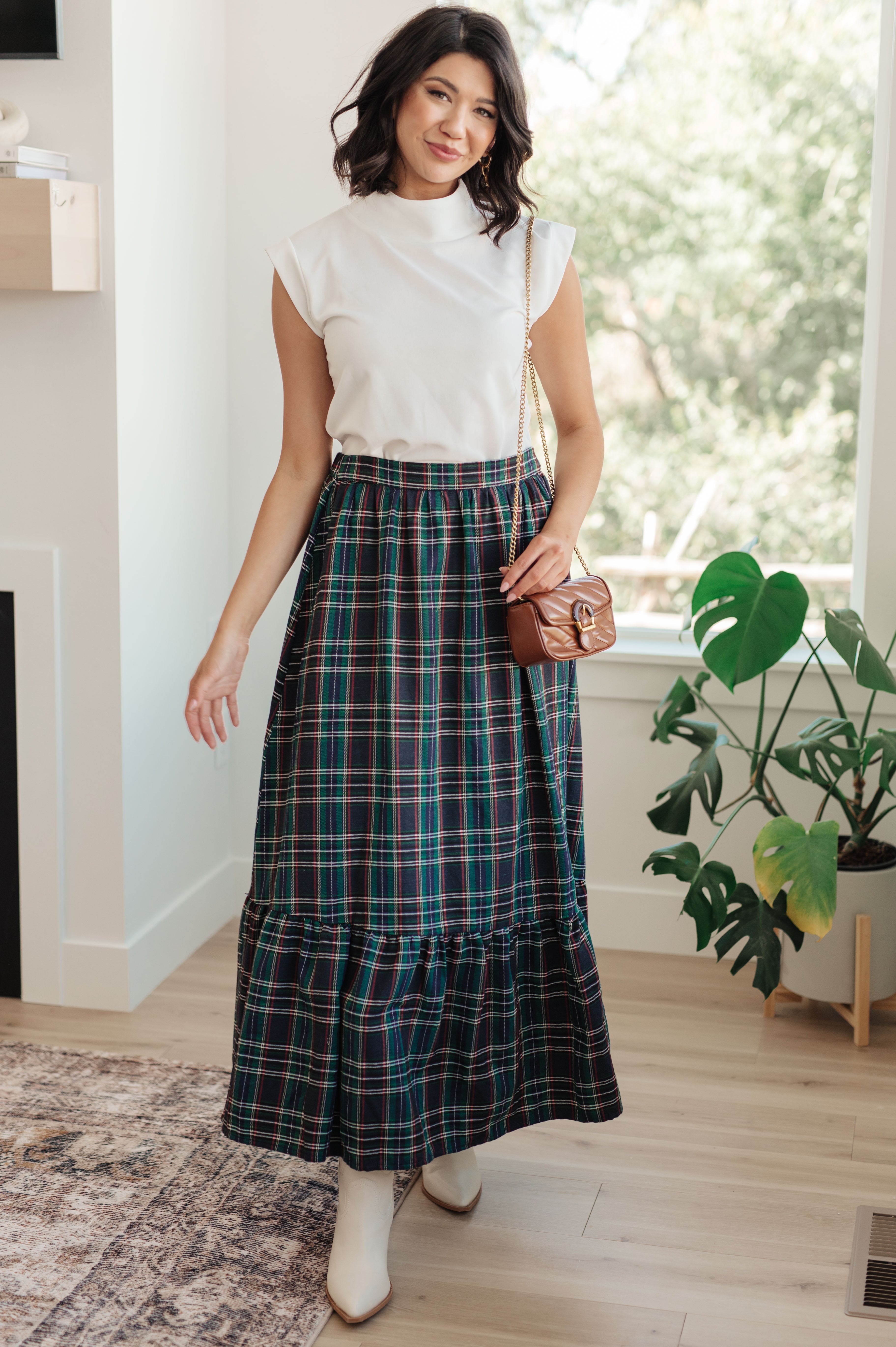 Holiday Plaid Maxi Skirt