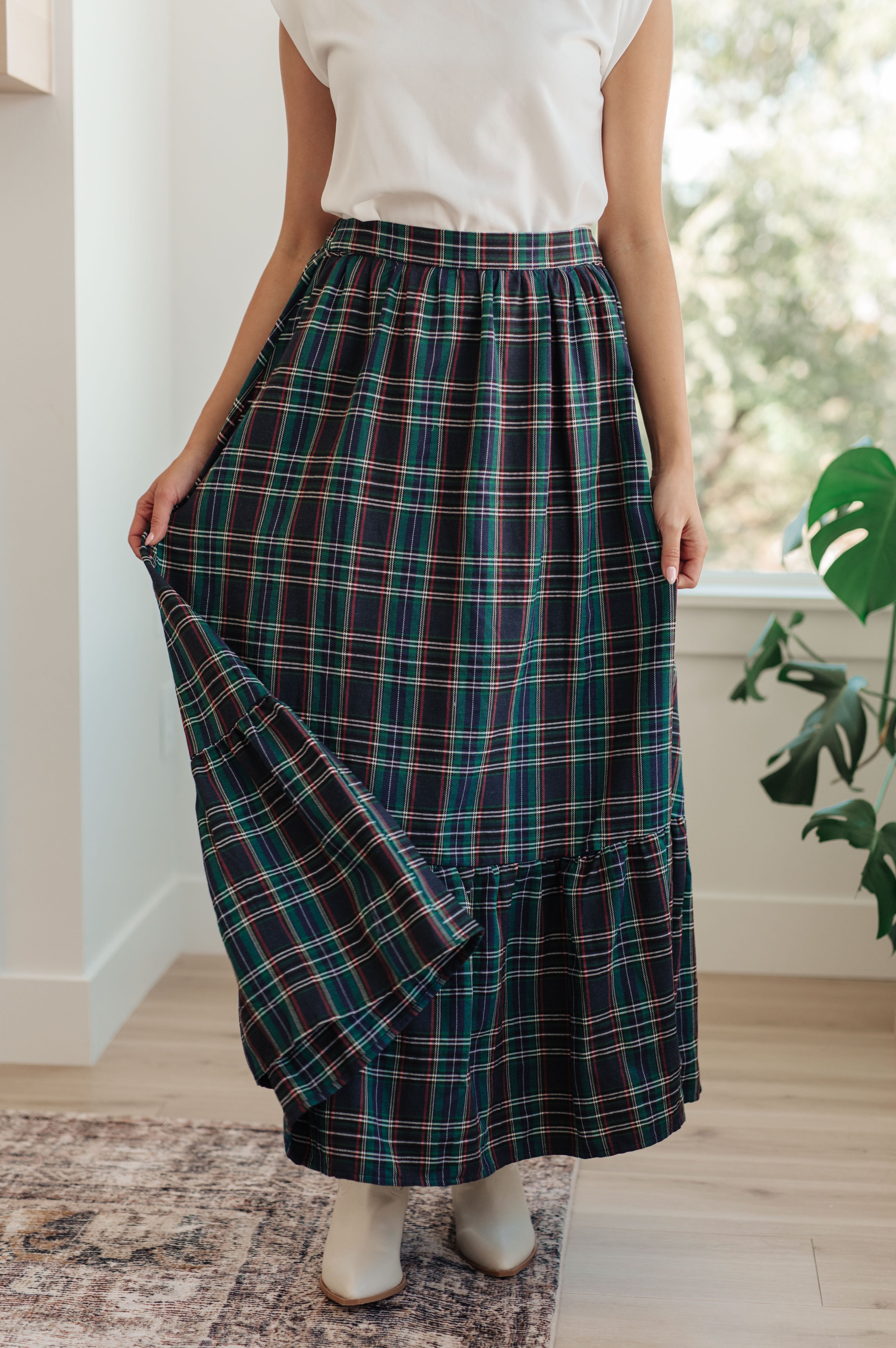 Holiday Plaid Maxi Skirt