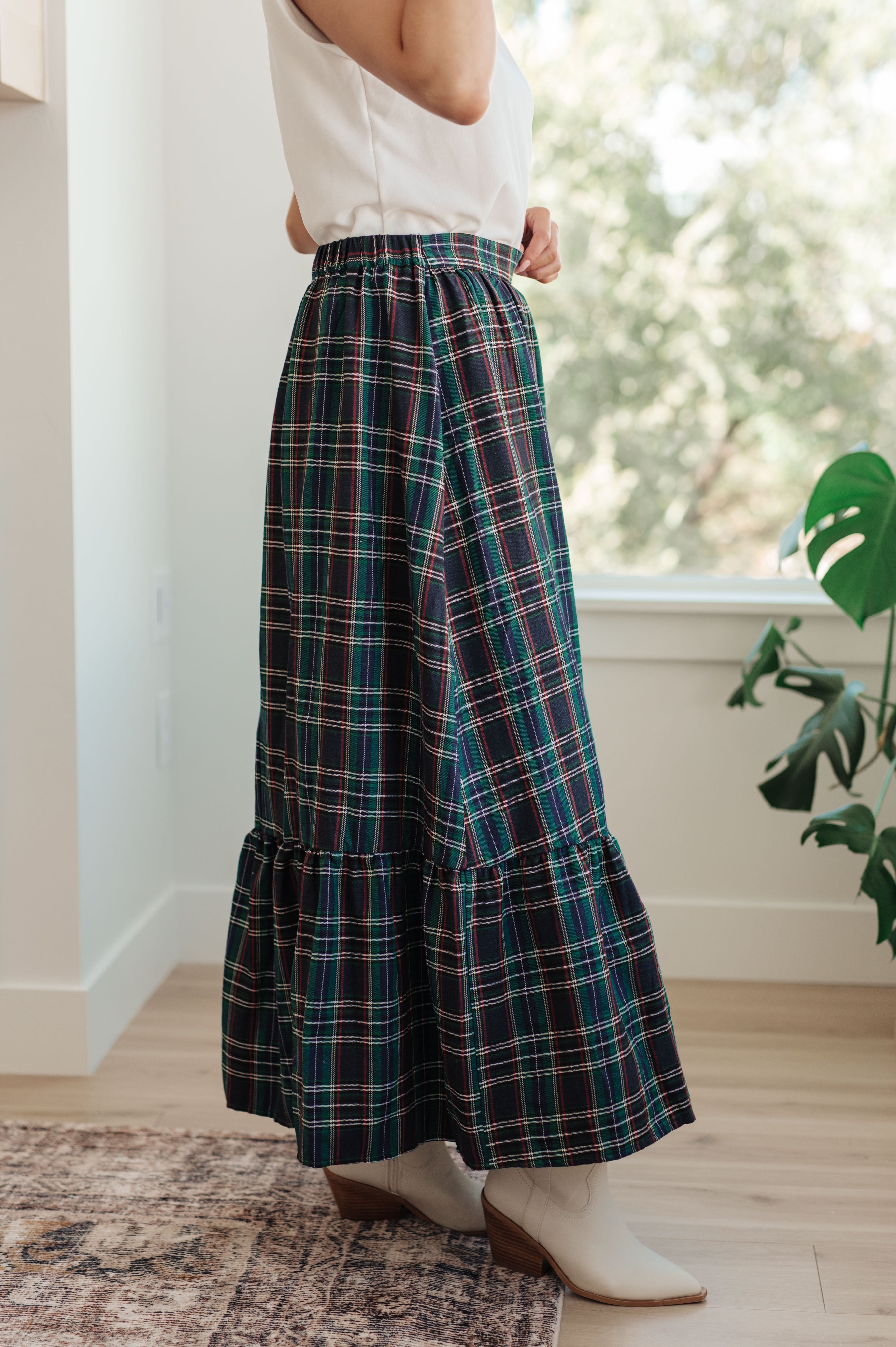 Holiday Plaid Maxi Skirt