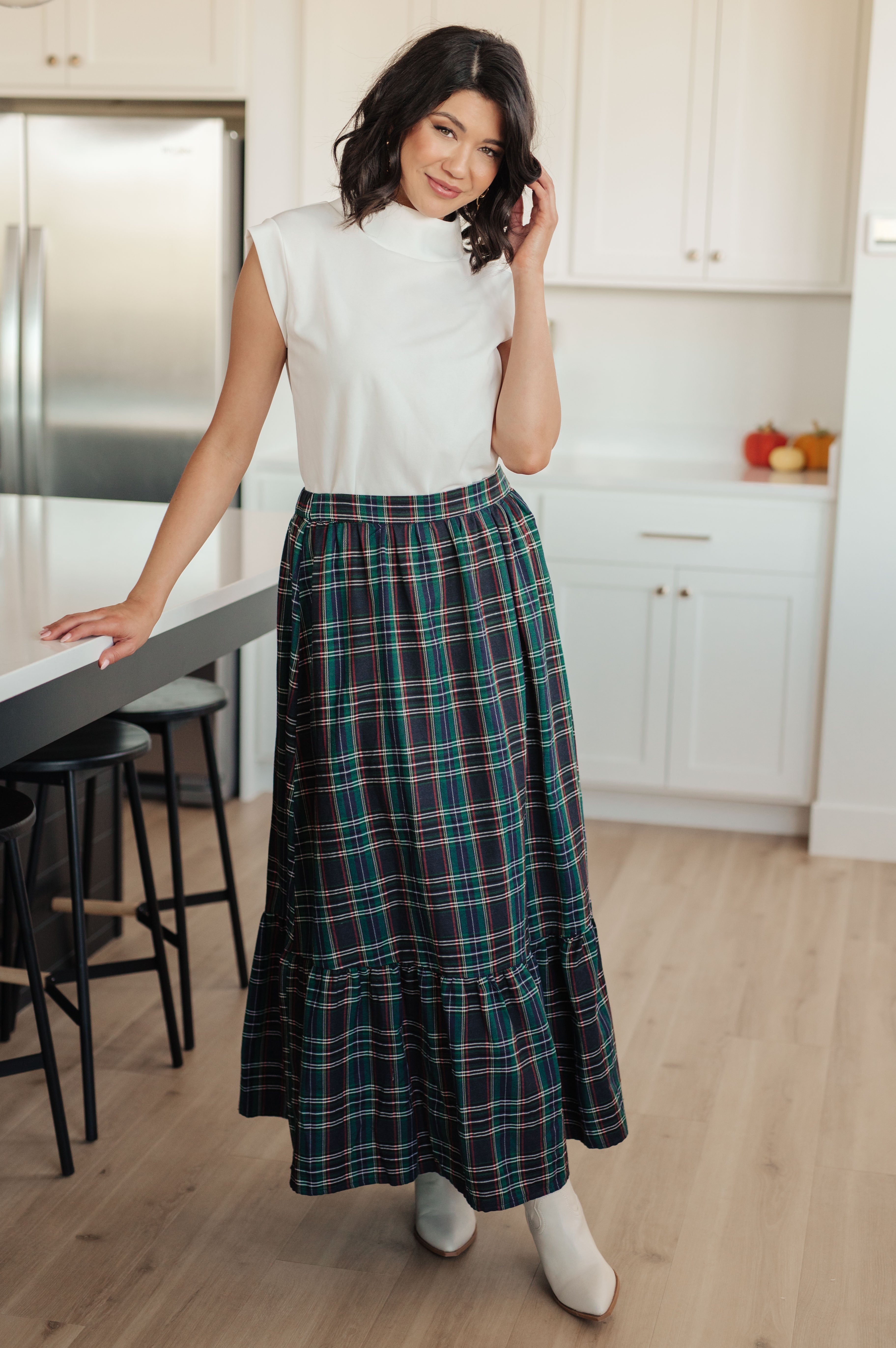 Holiday Plaid Maxi Skirt