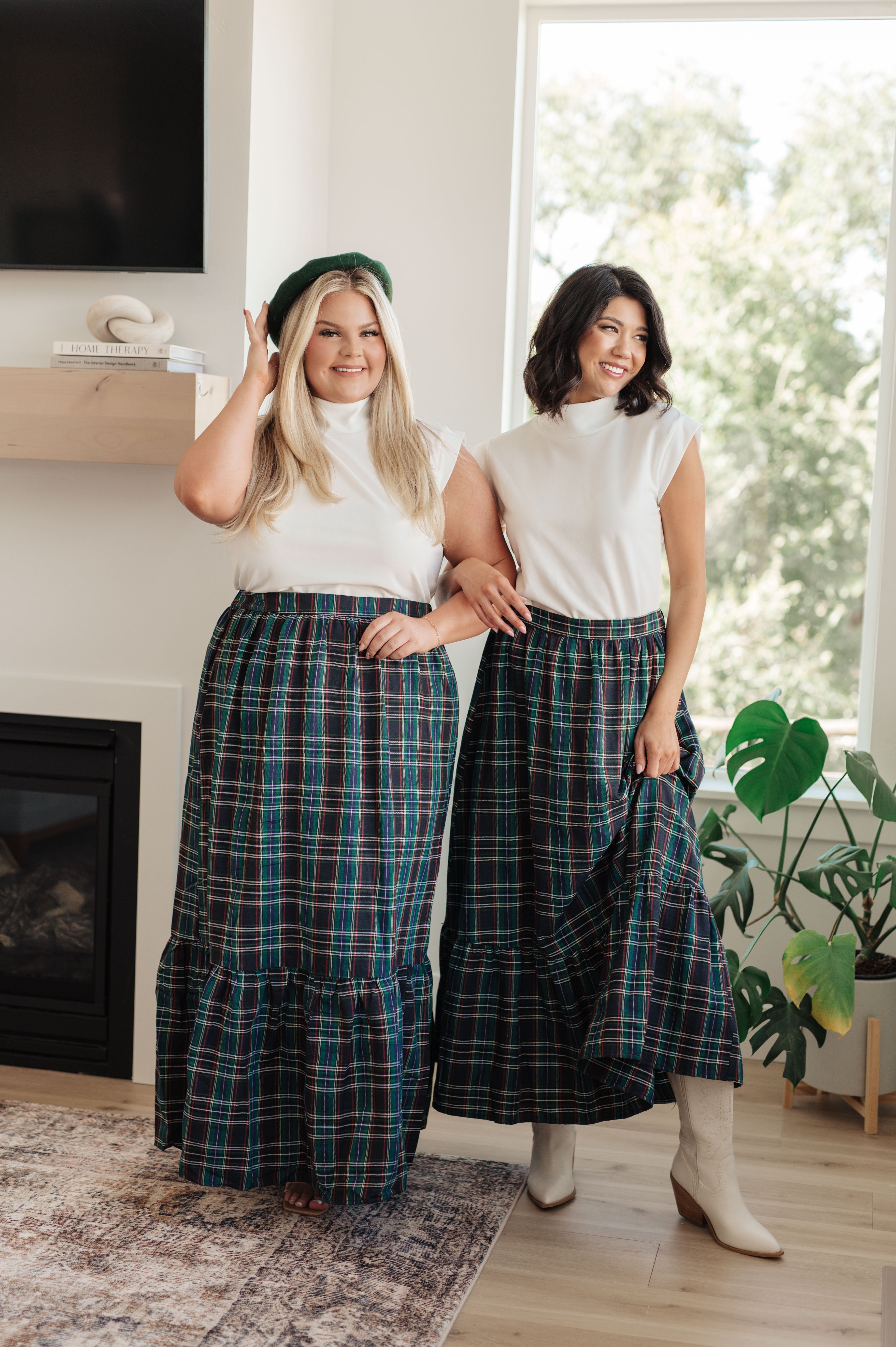 Holiday Plaid Maxi Skirt