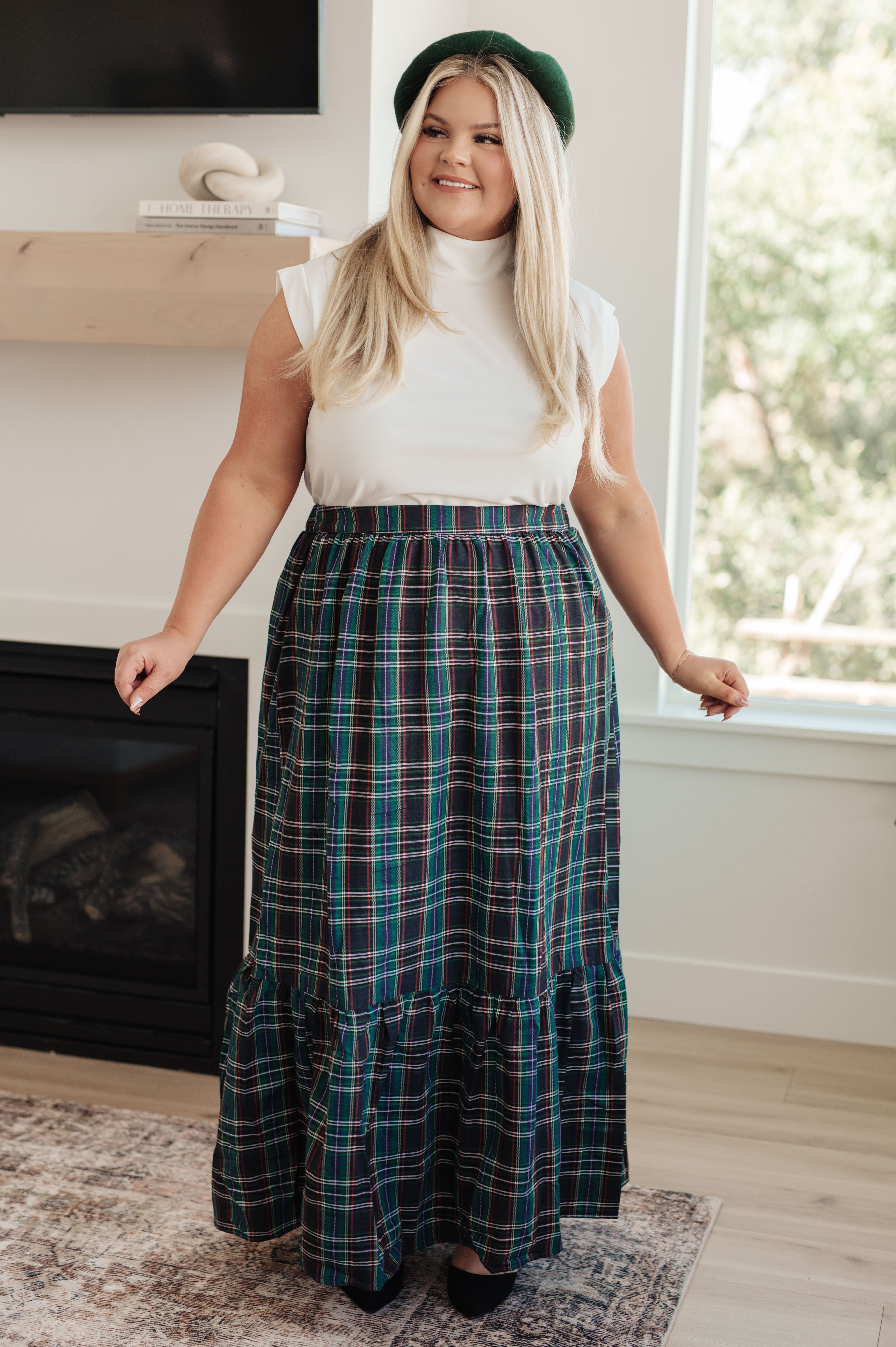 Holiday Plaid Maxi Skirt