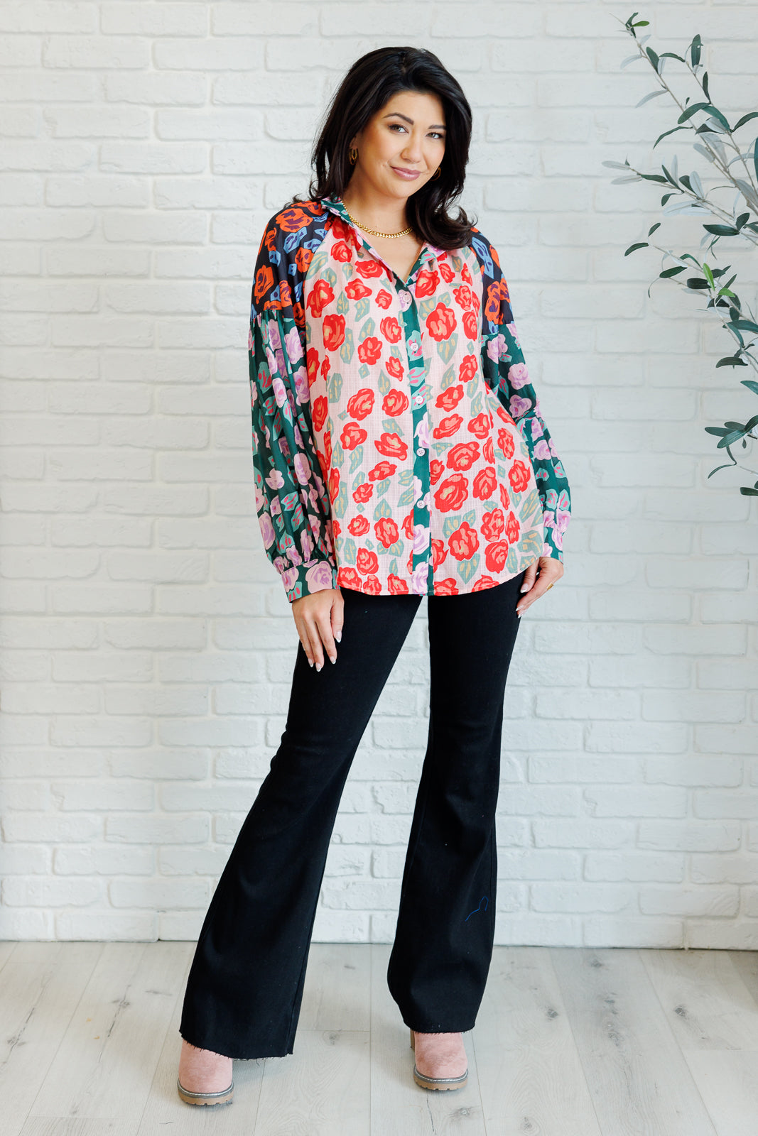 Poppy Fields Button Up Blouse