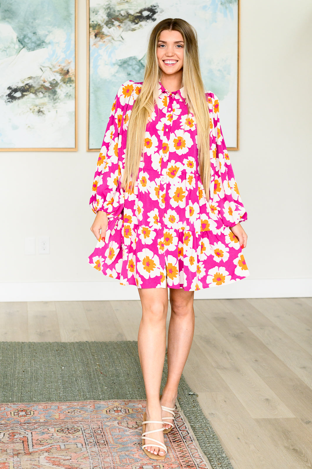 Neon Dress Magnificently Mod Floral Shirt Dress