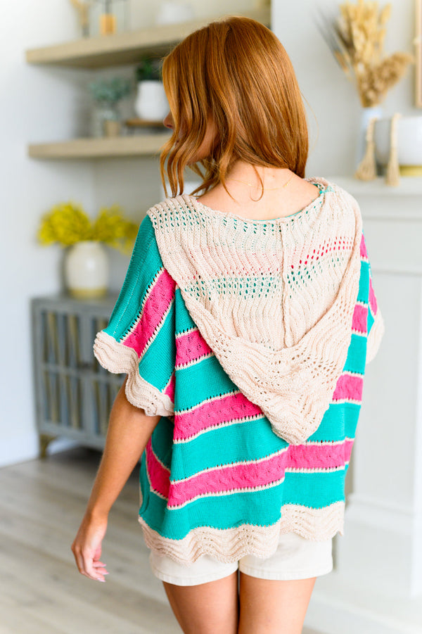 Ocean Waves Scalloped Knit Top
