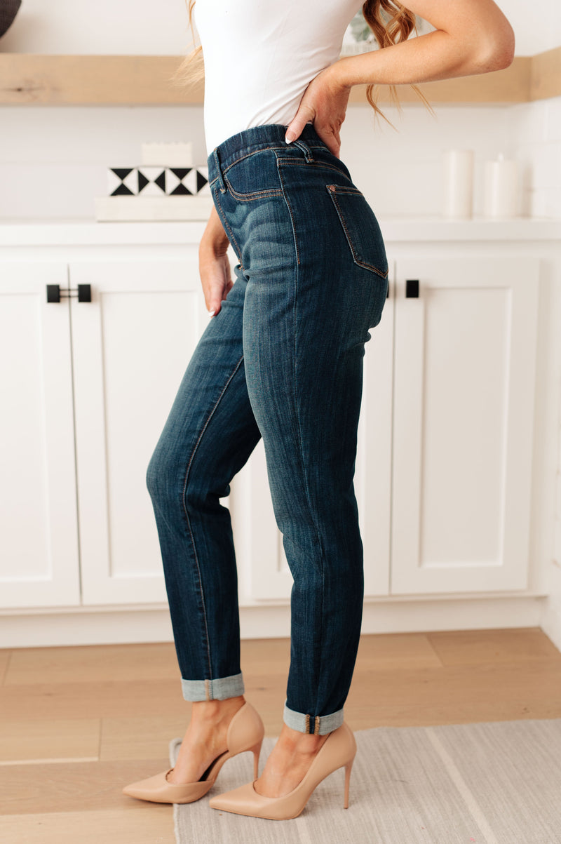 Judy Blue Rowena High Rise Pull On Double Cuff Slim Jeans
