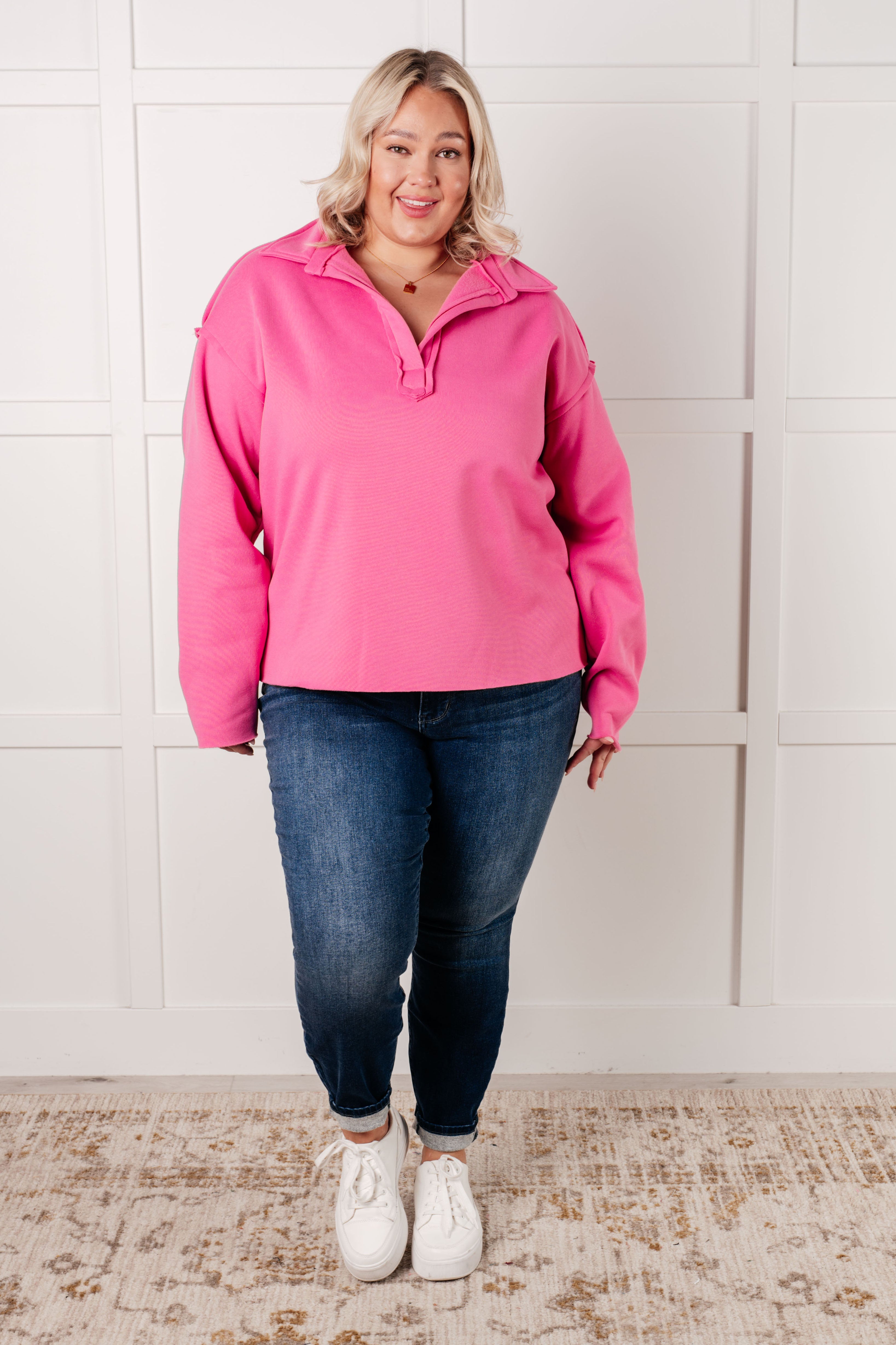 Blushing Pink Fleece Pullover Top