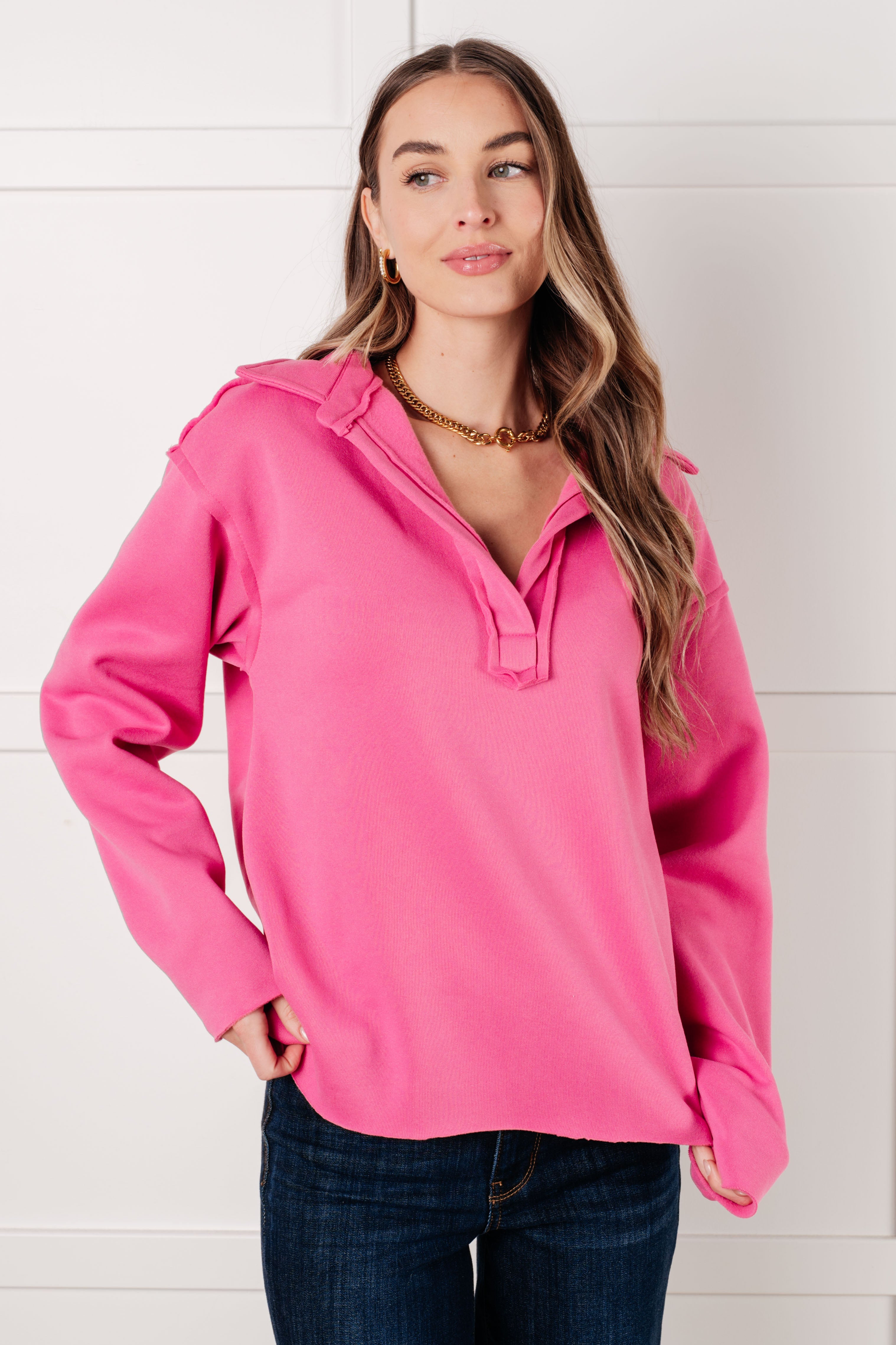 Blushing Pink Fleece Pullover Top