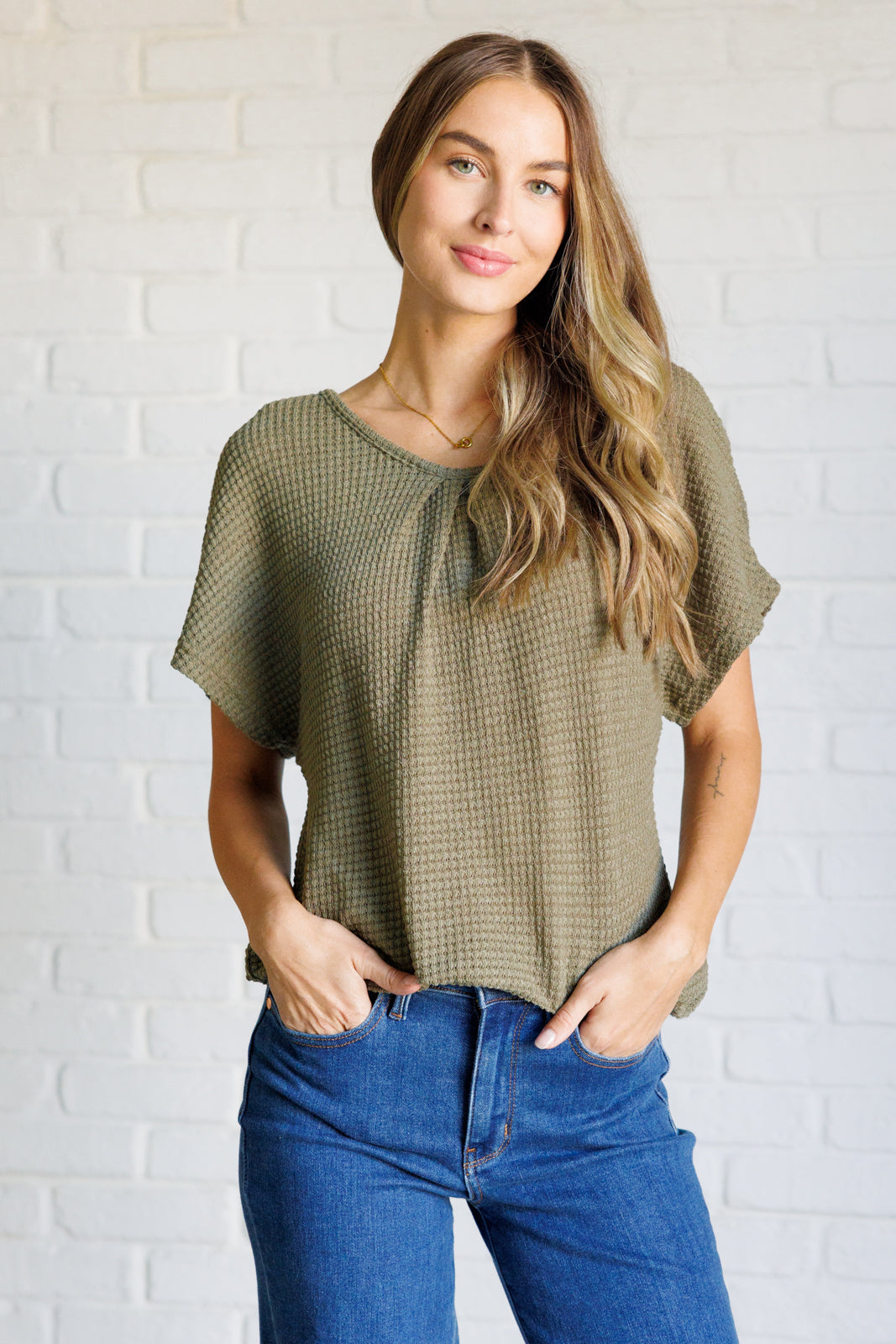 Secret Lace Back Top in Olive