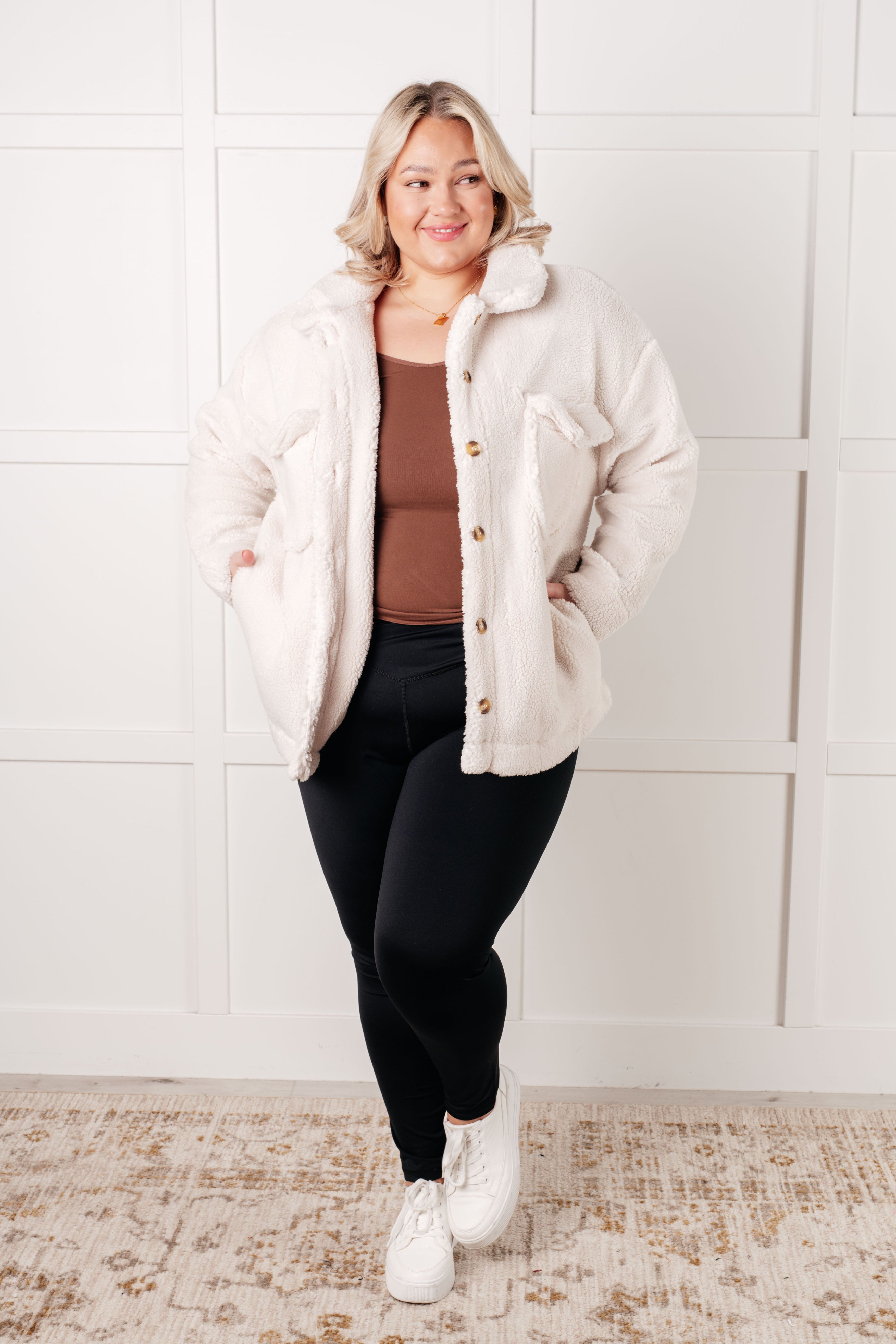 Cozy Cabin Sherpa Coat in White