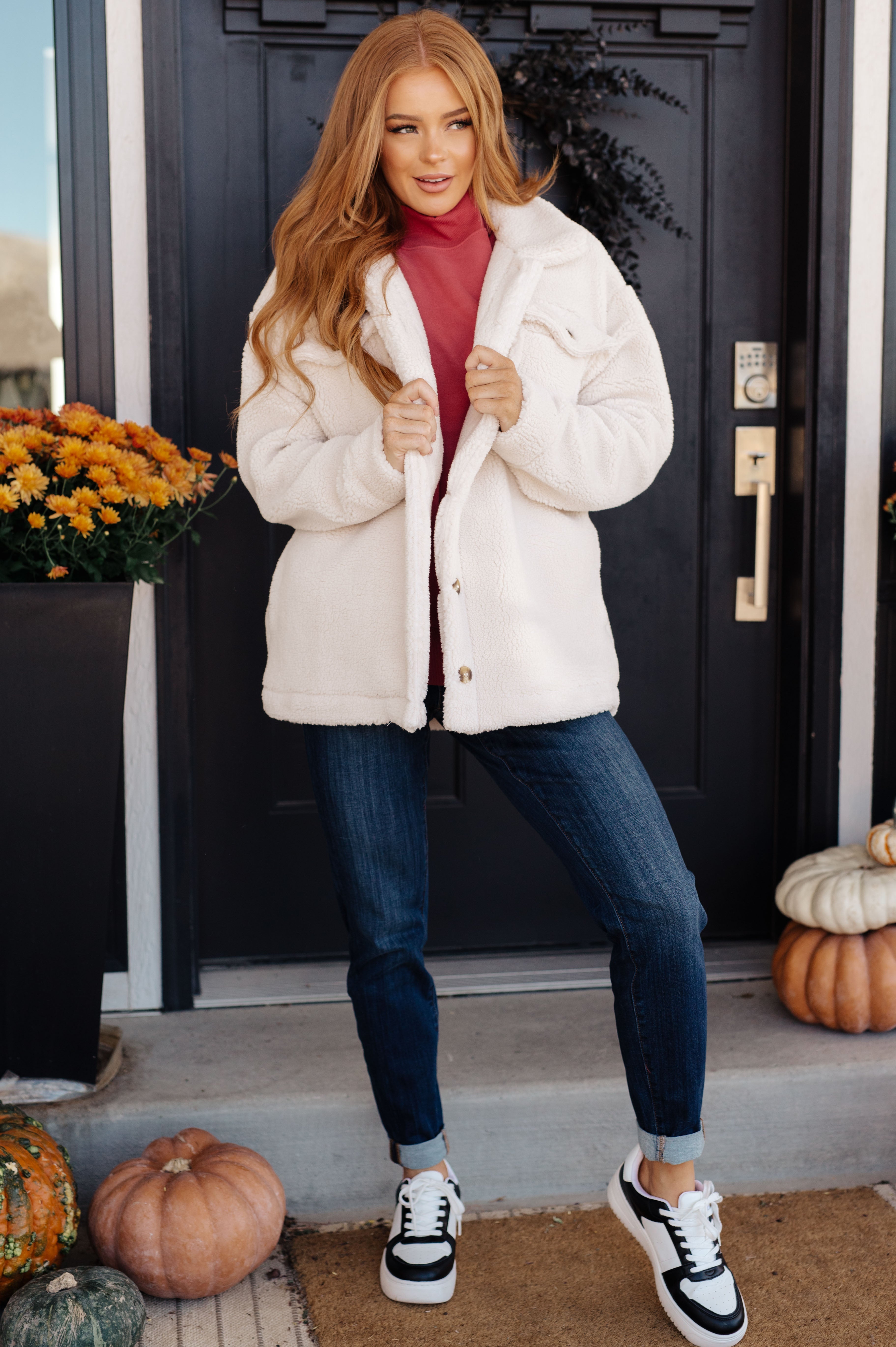 Cozy Cabin Sherpa Coat in White