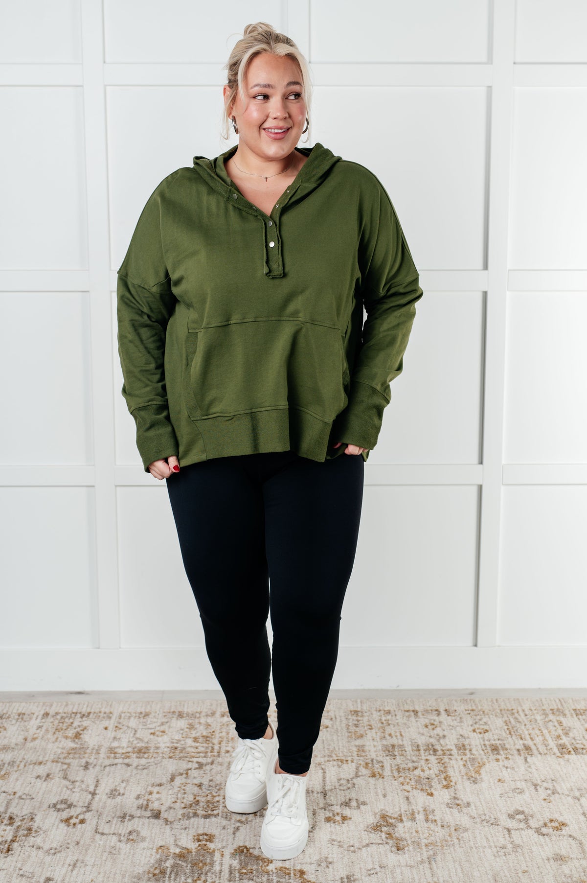 Back To Nature Cotton Hoodie In Forest Green