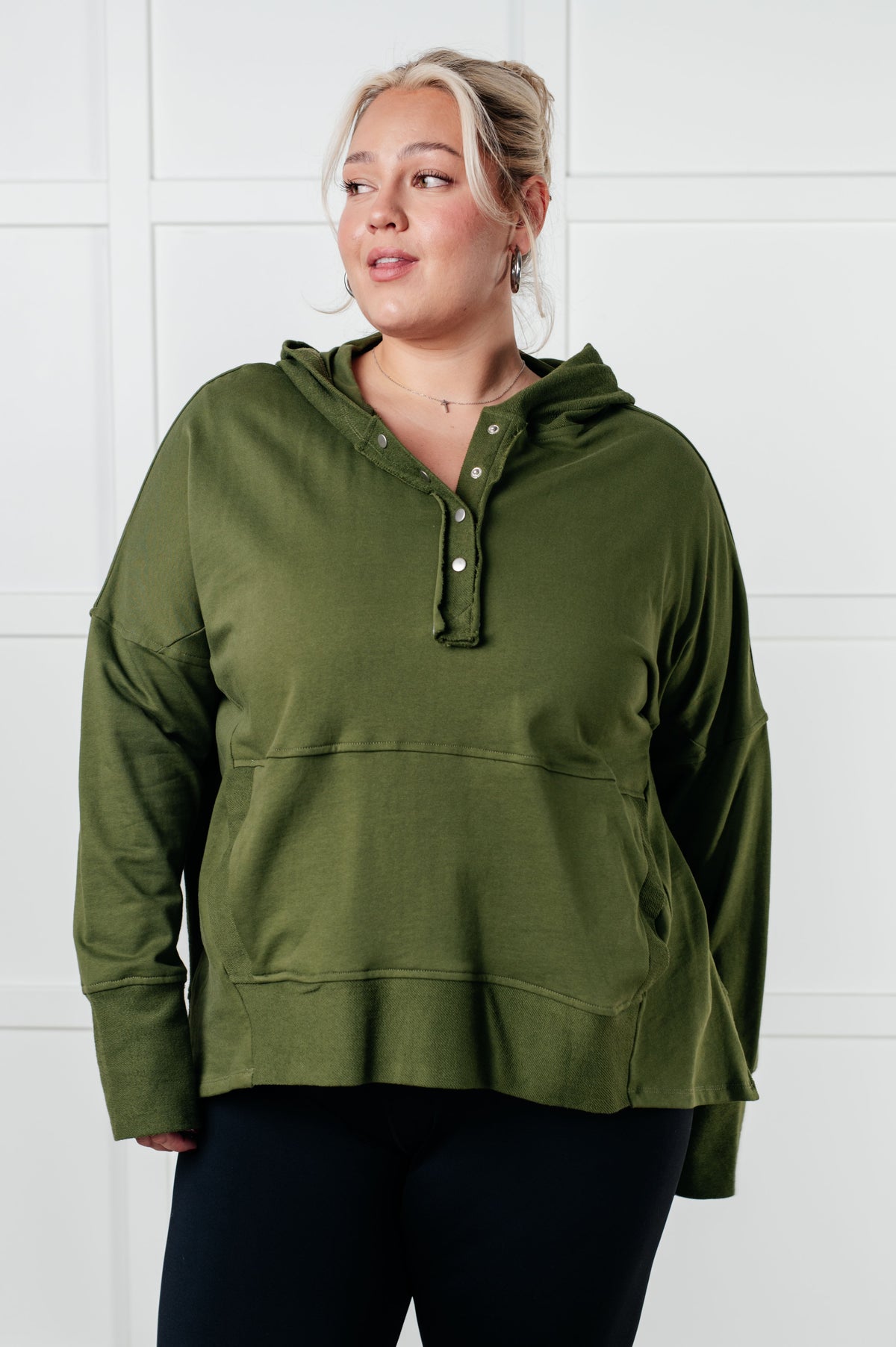 Back To Nature Cotton Hoodie In Forest Green