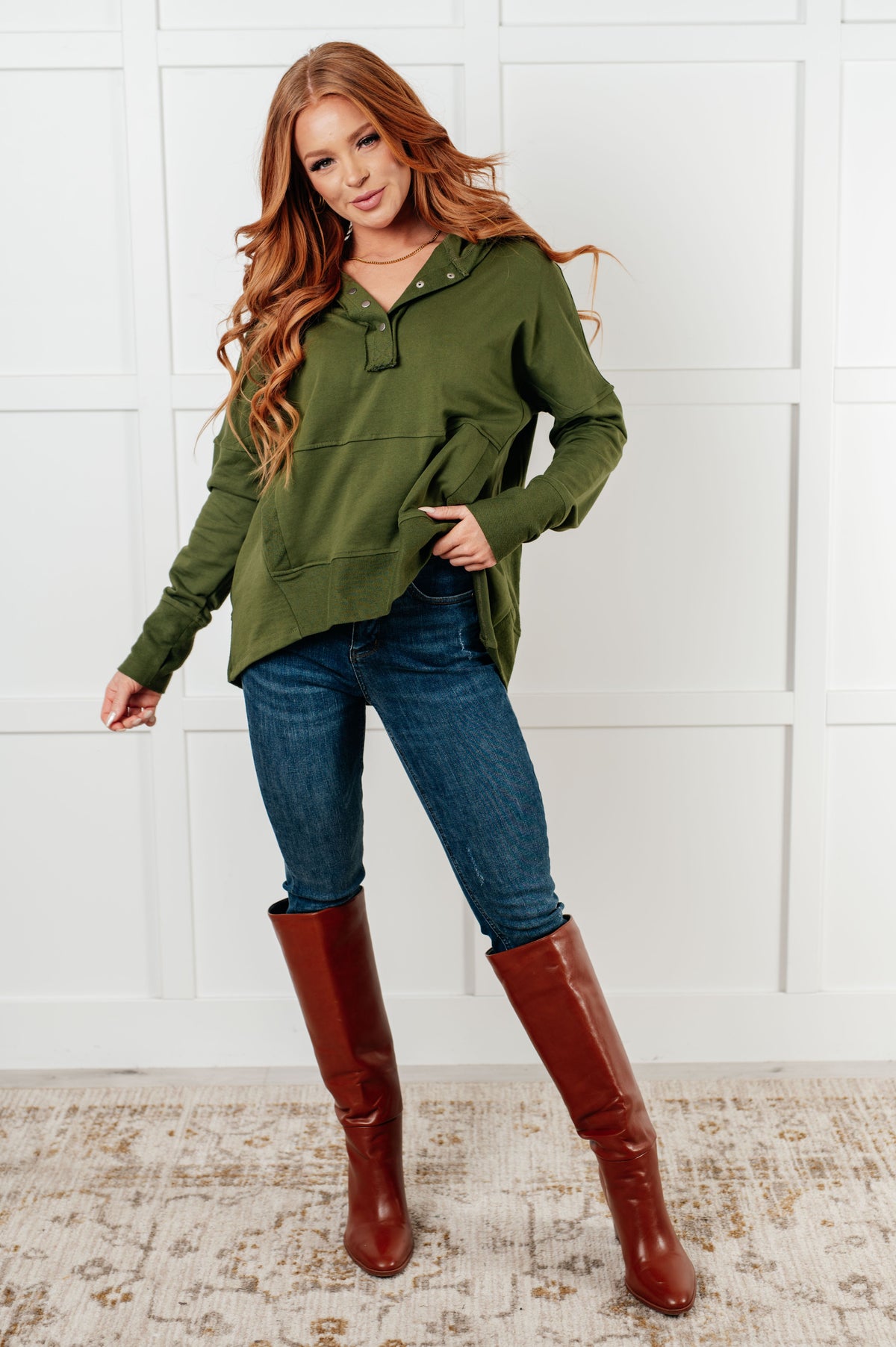 Back To Nature Cotton Hoodie In Forest Green