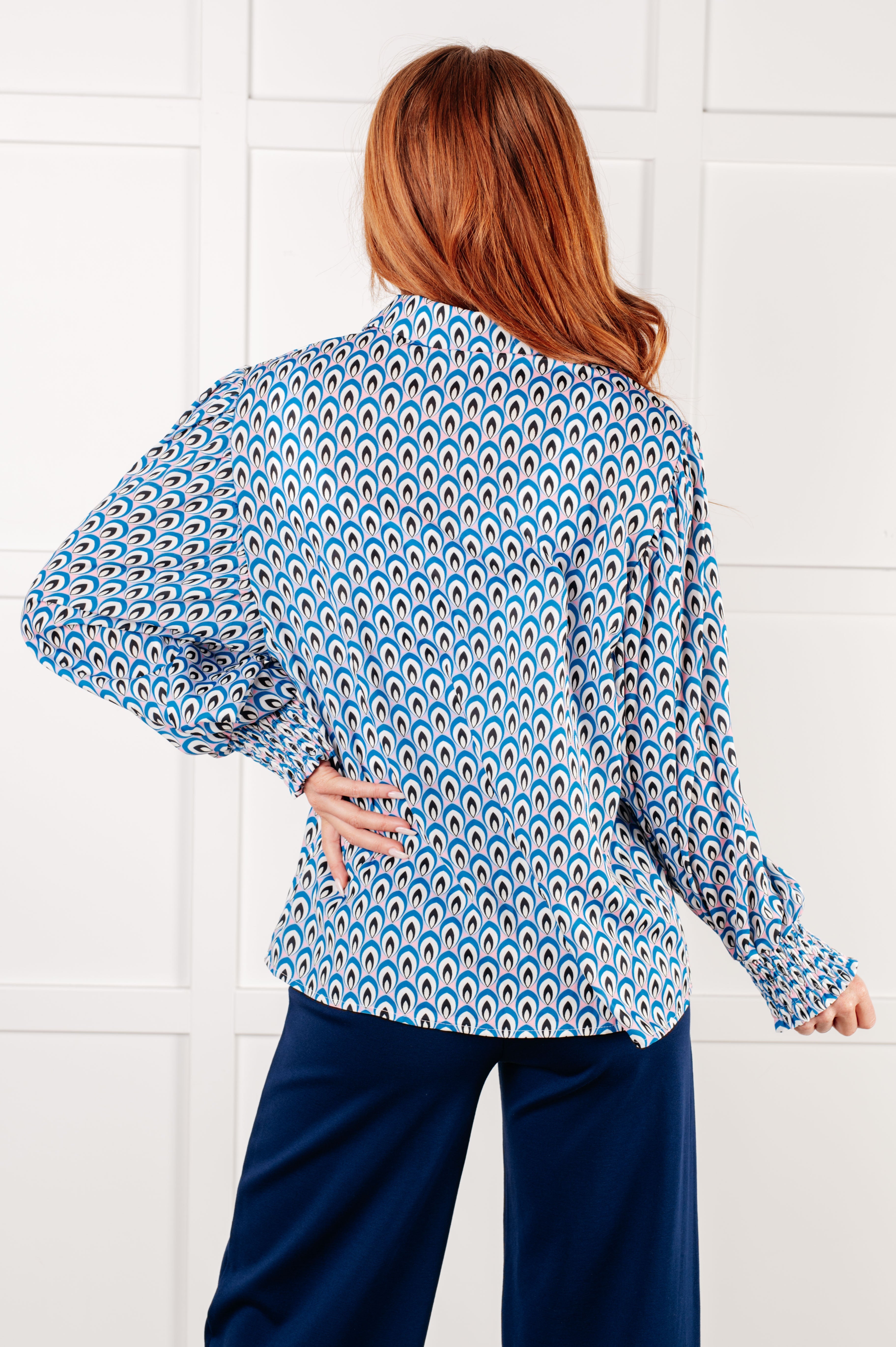 Love Language Patterned Button Up Blouse