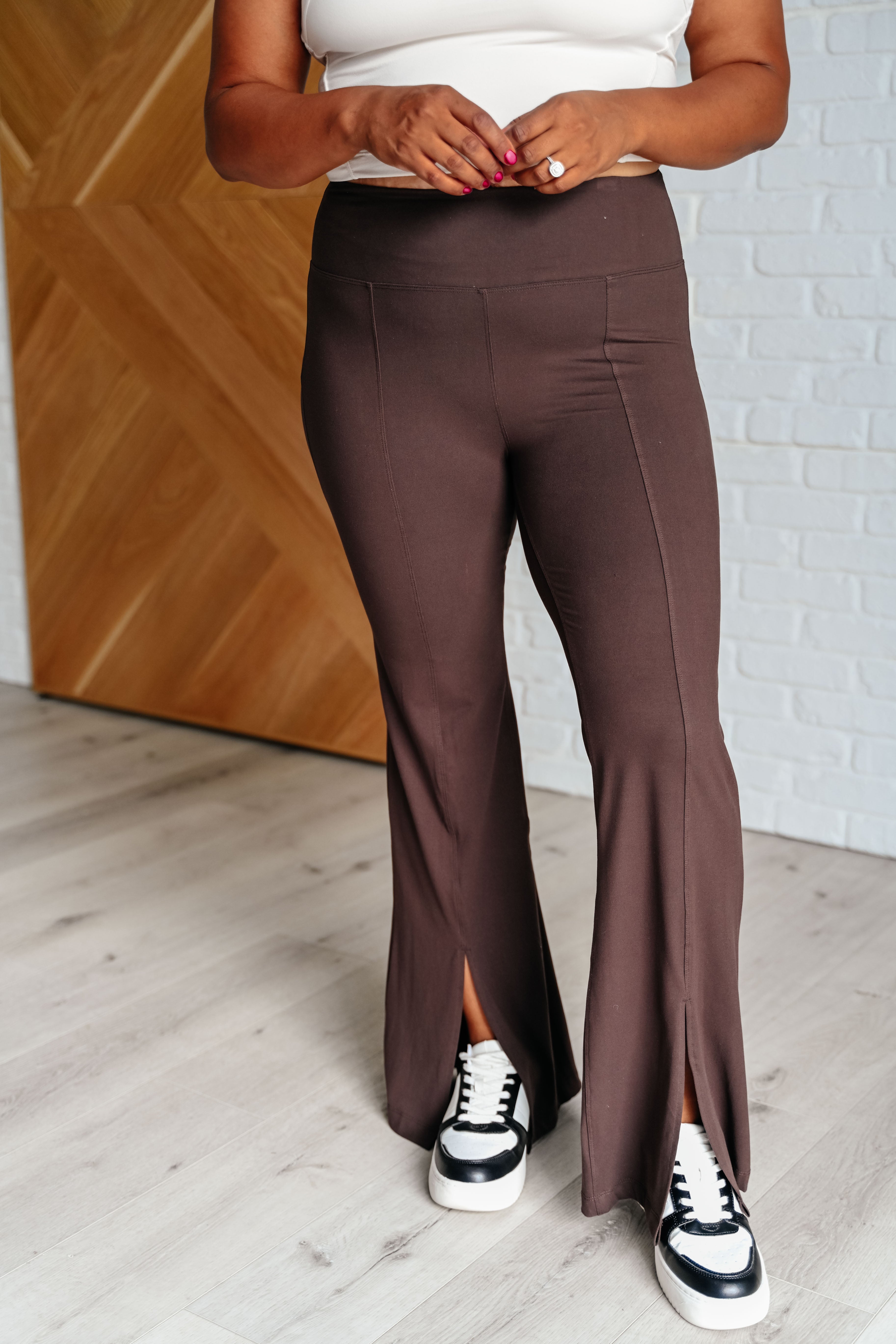 Varsity Vibes  Flare Leggings in Espresso