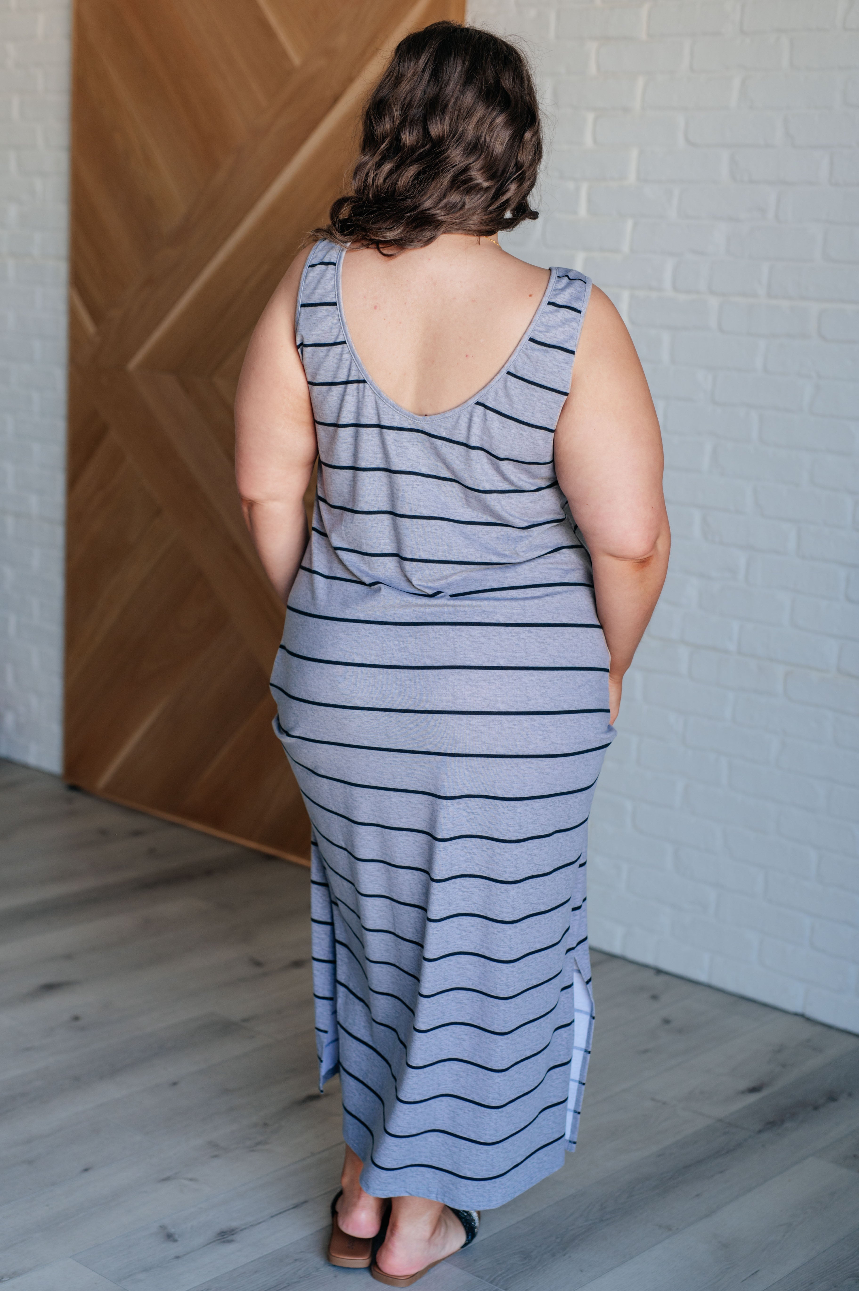 Still Got It Sleeveless Maxi Dress In Gray