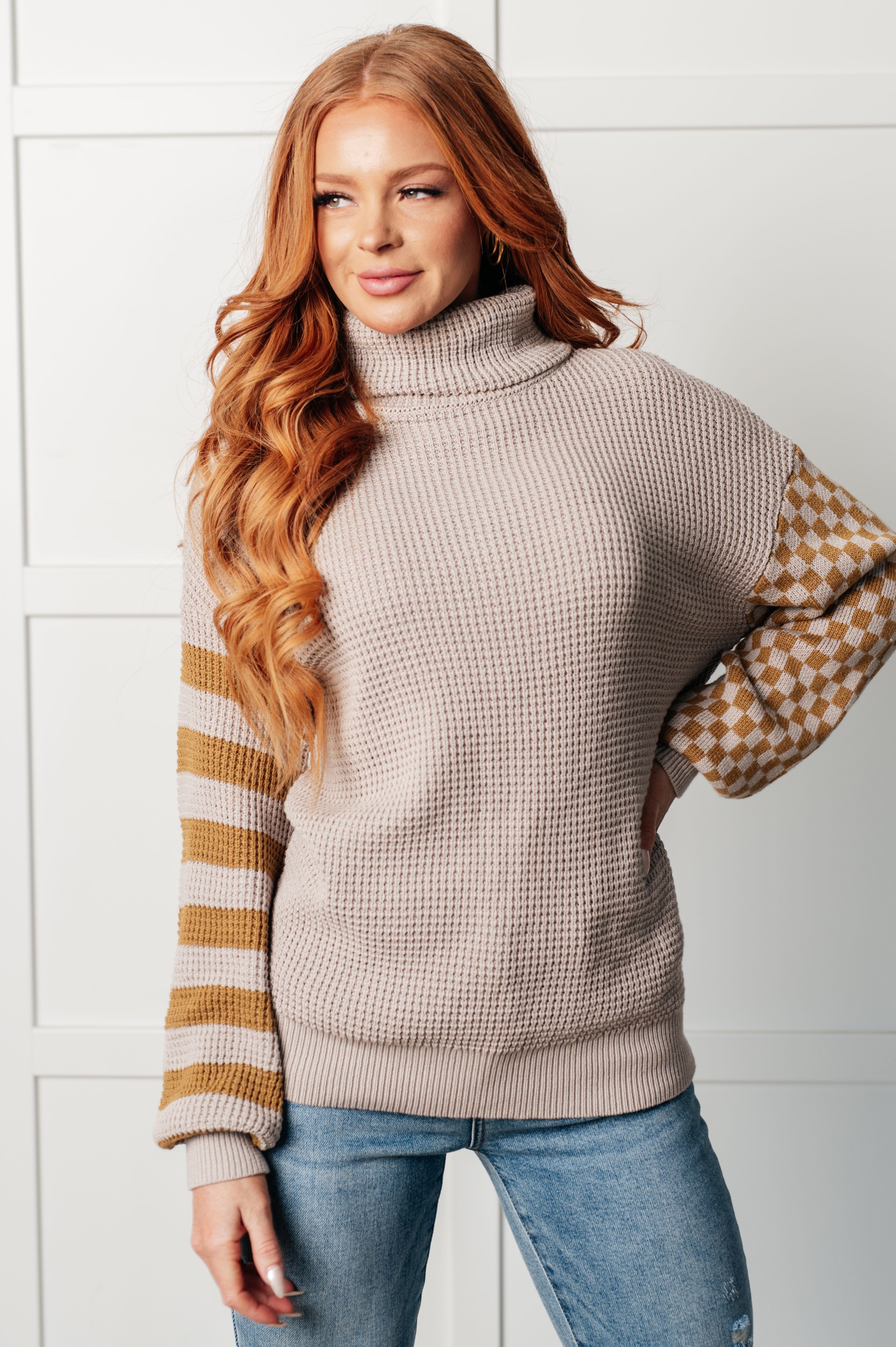 Cozy Collage Waffle Knit Sweater