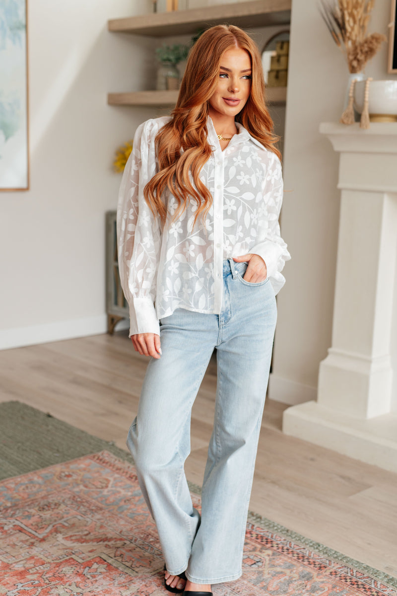 Sweet Serotonin Lace Button Up Top