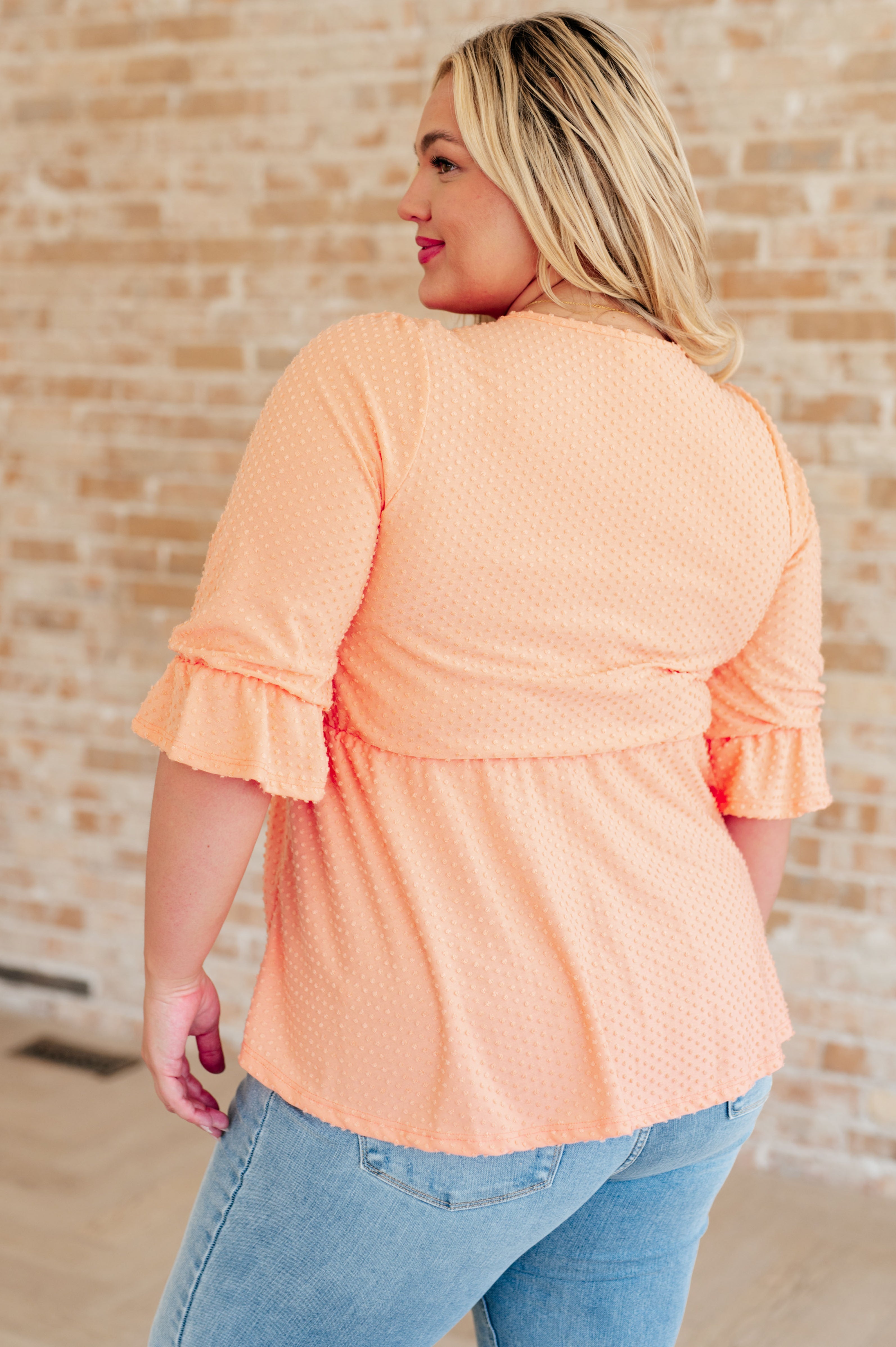 Peach Sherbet Swiss Dot Coquette Top