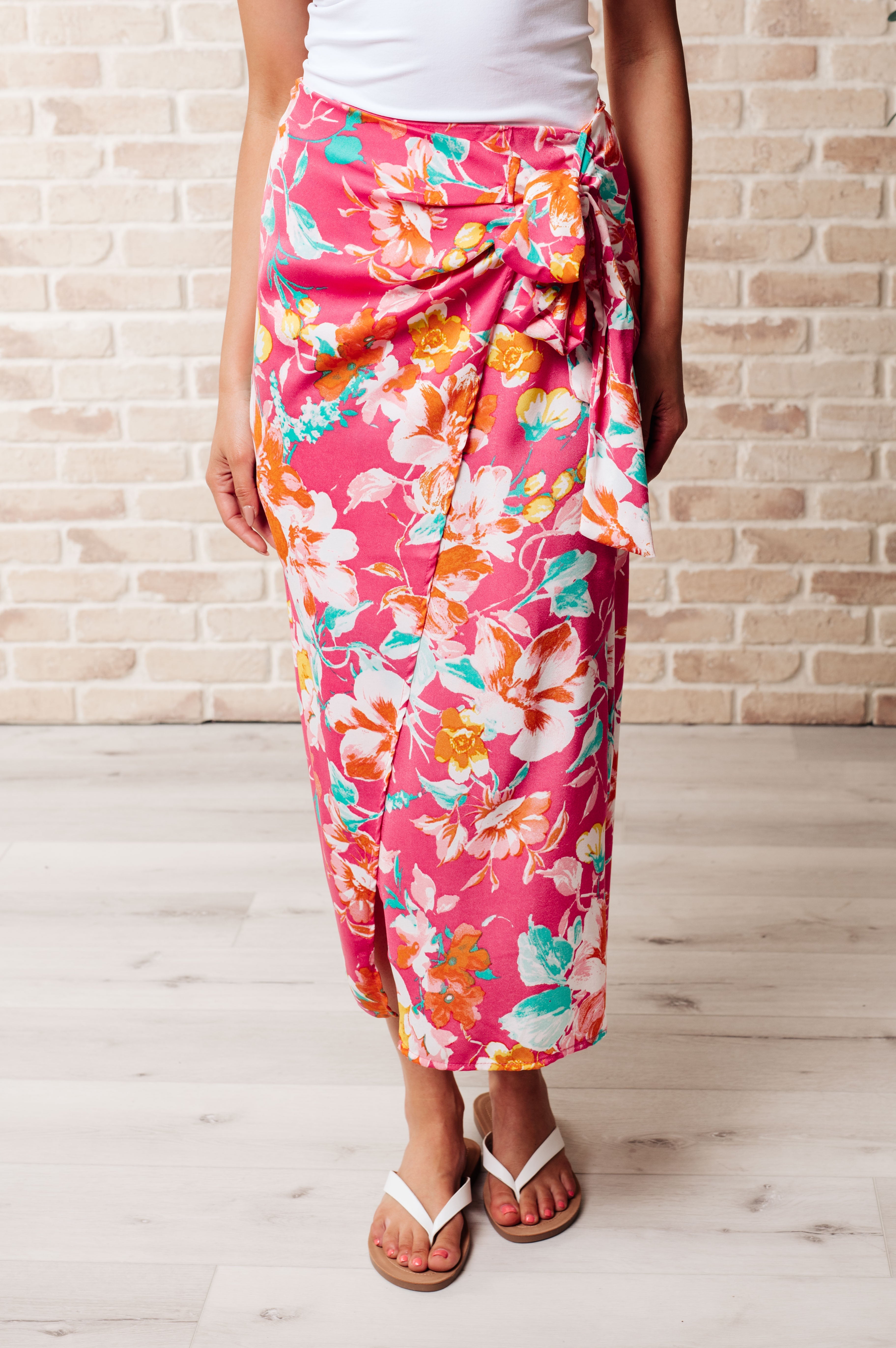 Take Me Outside Wrap Around Skirt in Magenta