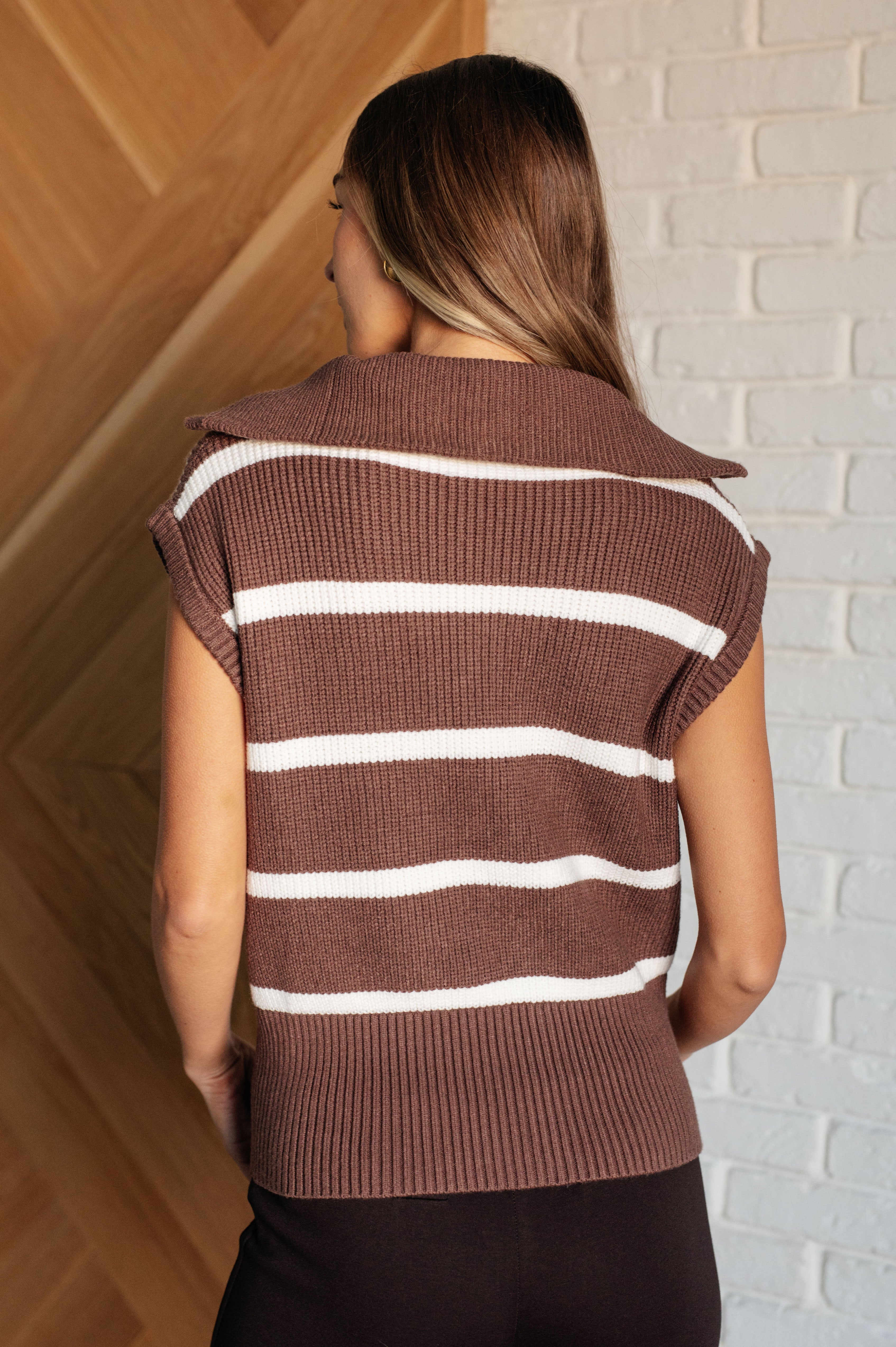 Stately Sleeveless Striped Sweater