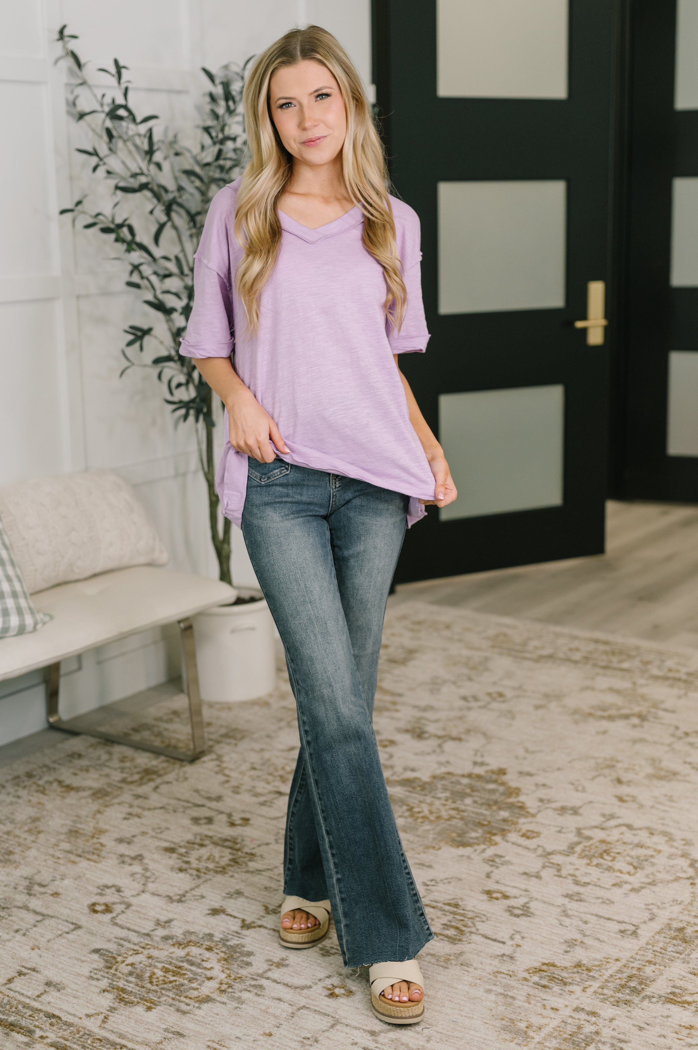 Thanks To You Relaxed Cotton Tee in Lilac