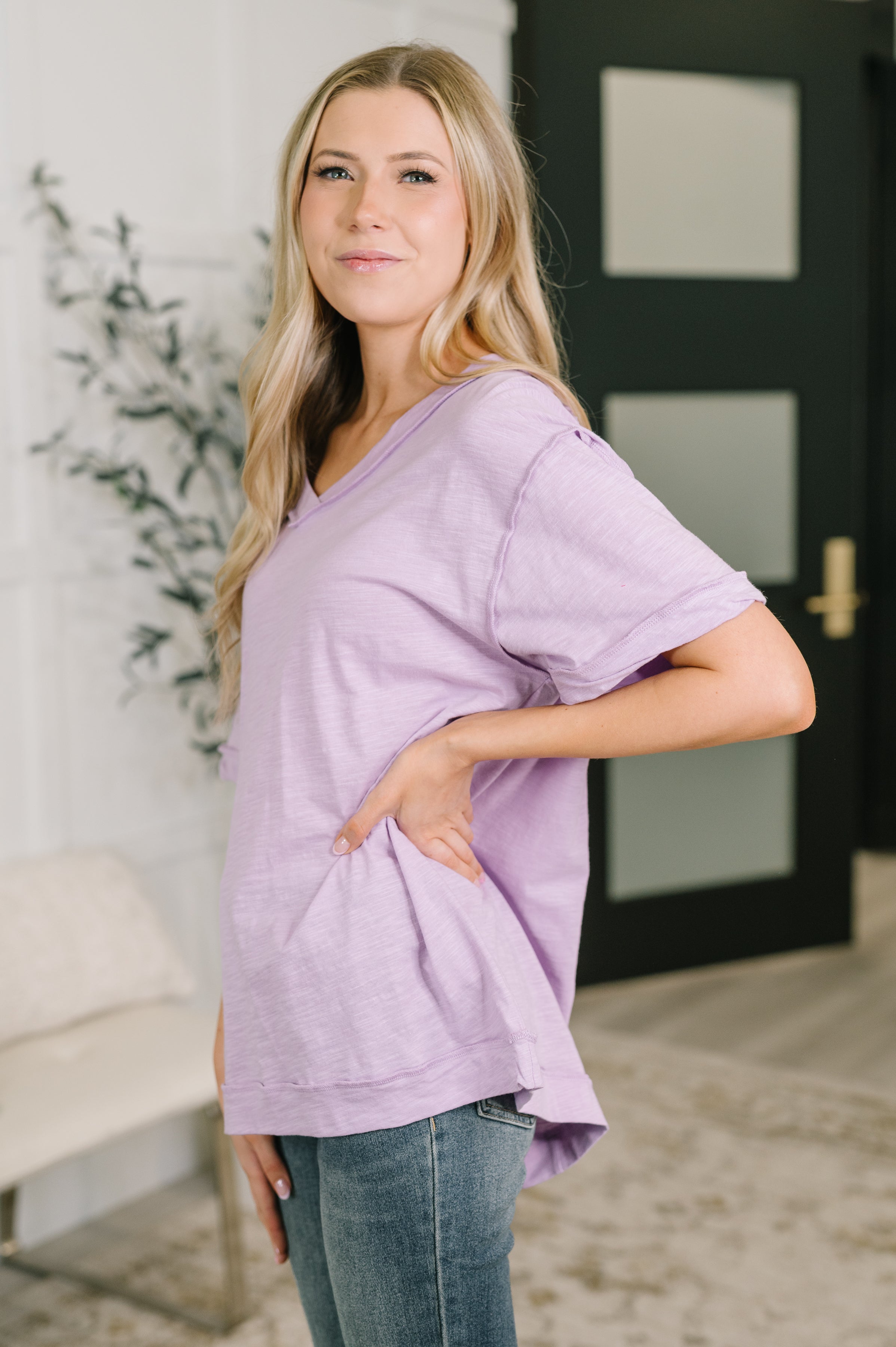 Thanks To You Relaxed Cotton Tee in Lilac
